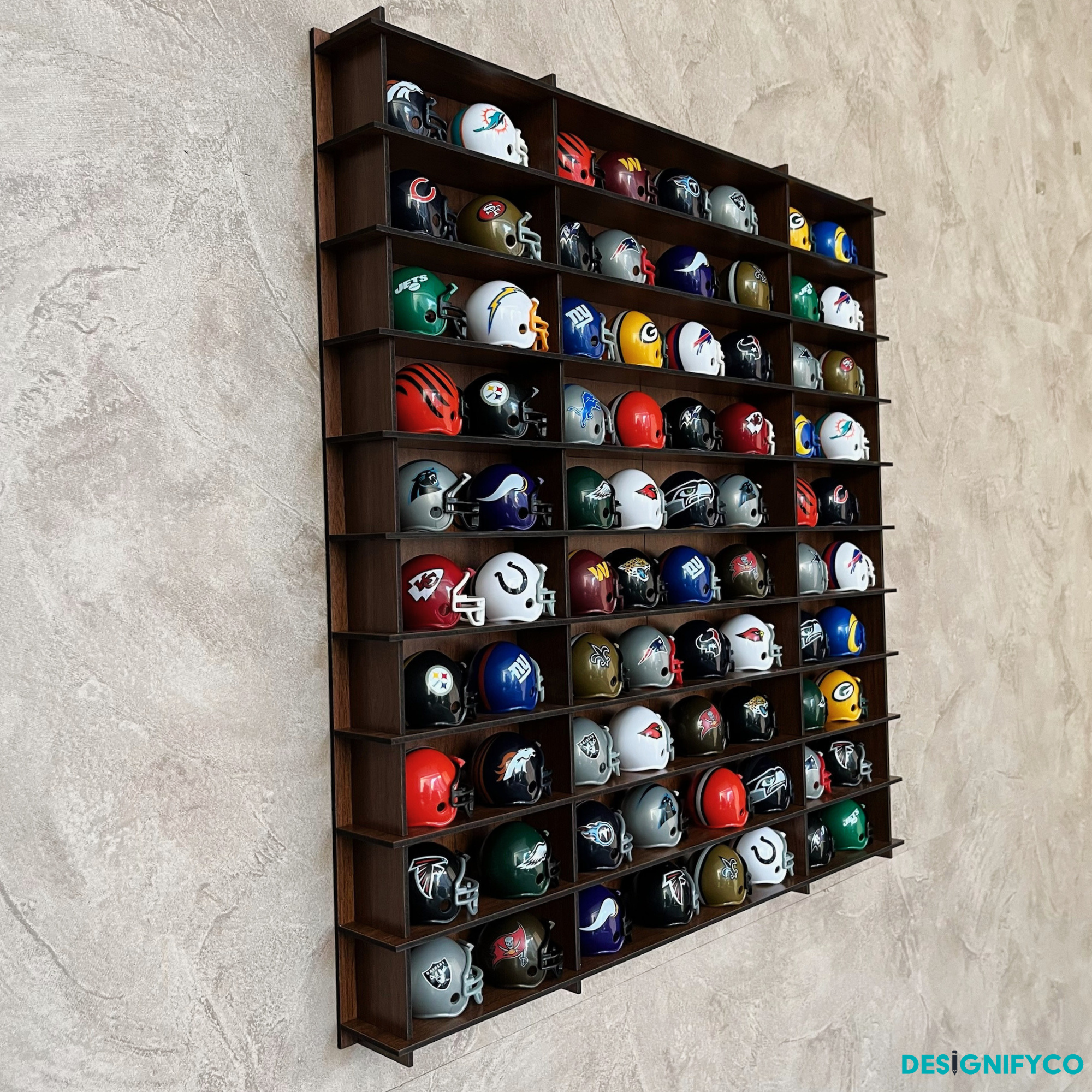 WALNUT NHL Mini Helmet 80 Display Case