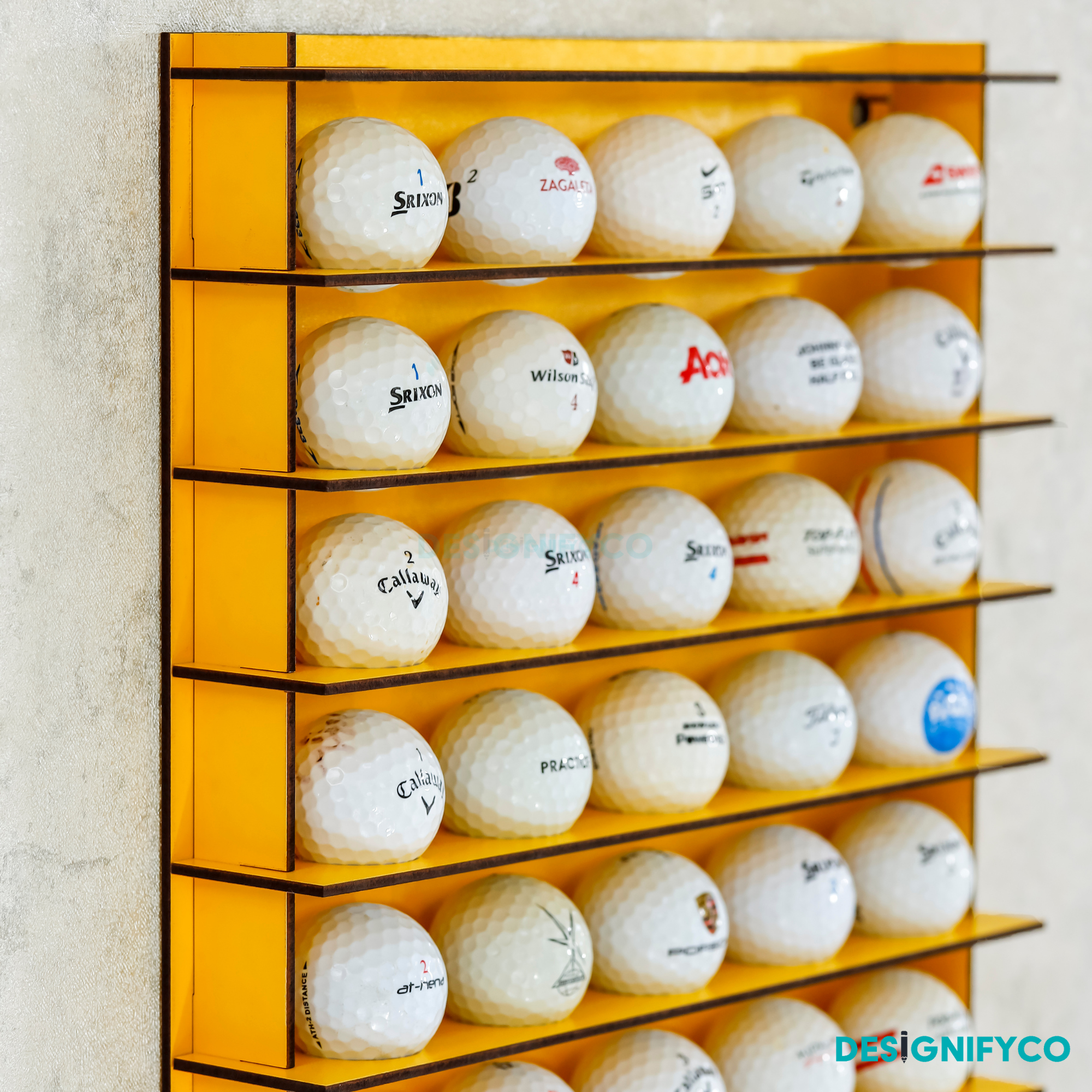 YELLOW Golf Ball Display For 50 Golf Ball