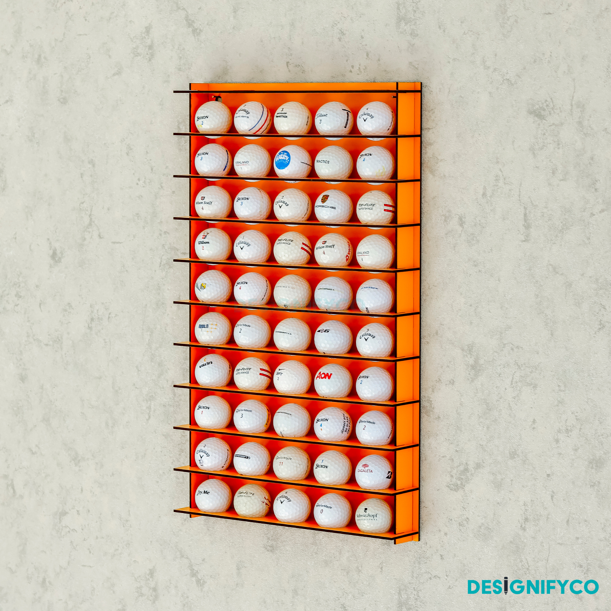 ORANGE Golf Ball Display For 50 Golf Ball