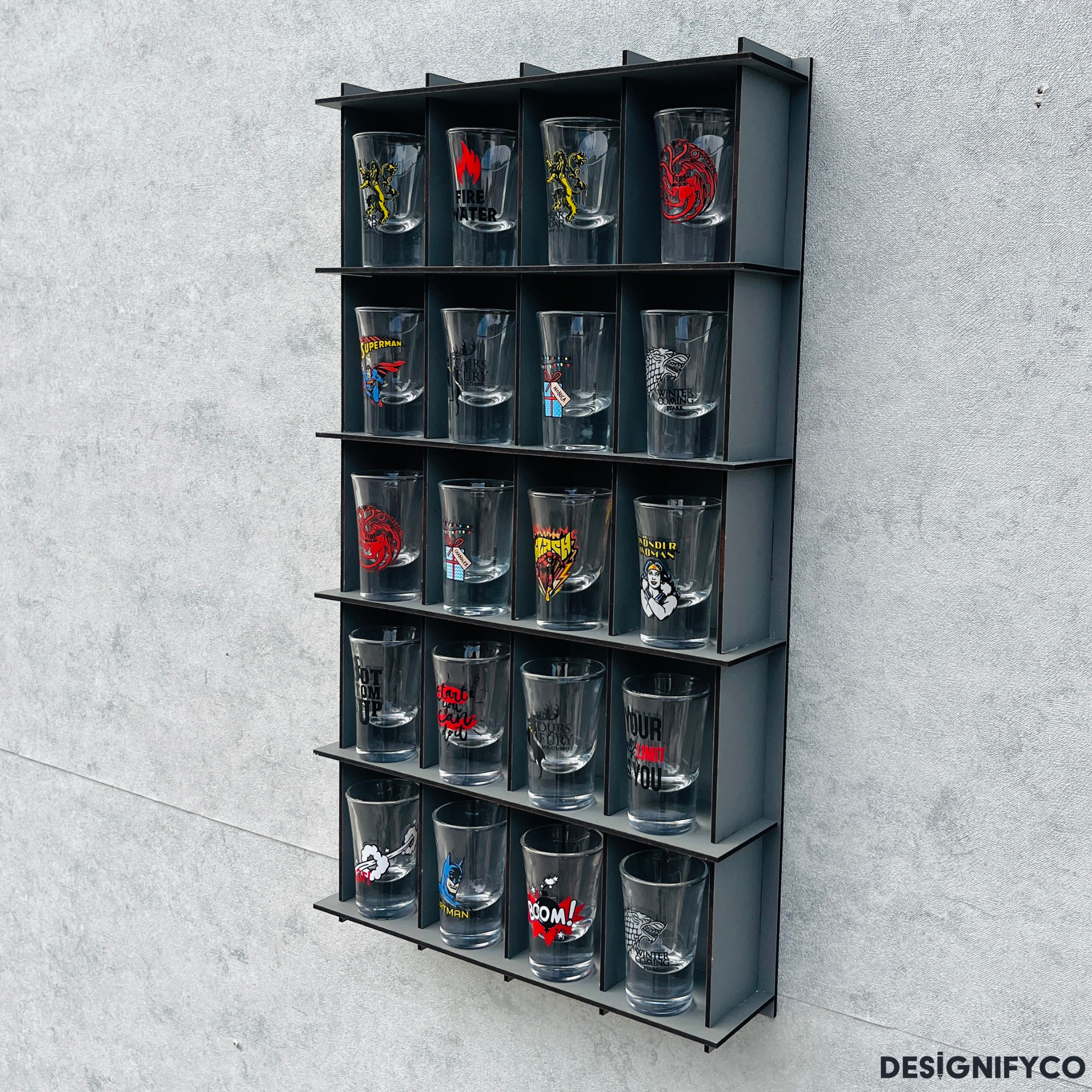GRAY Shot Glass Display Case