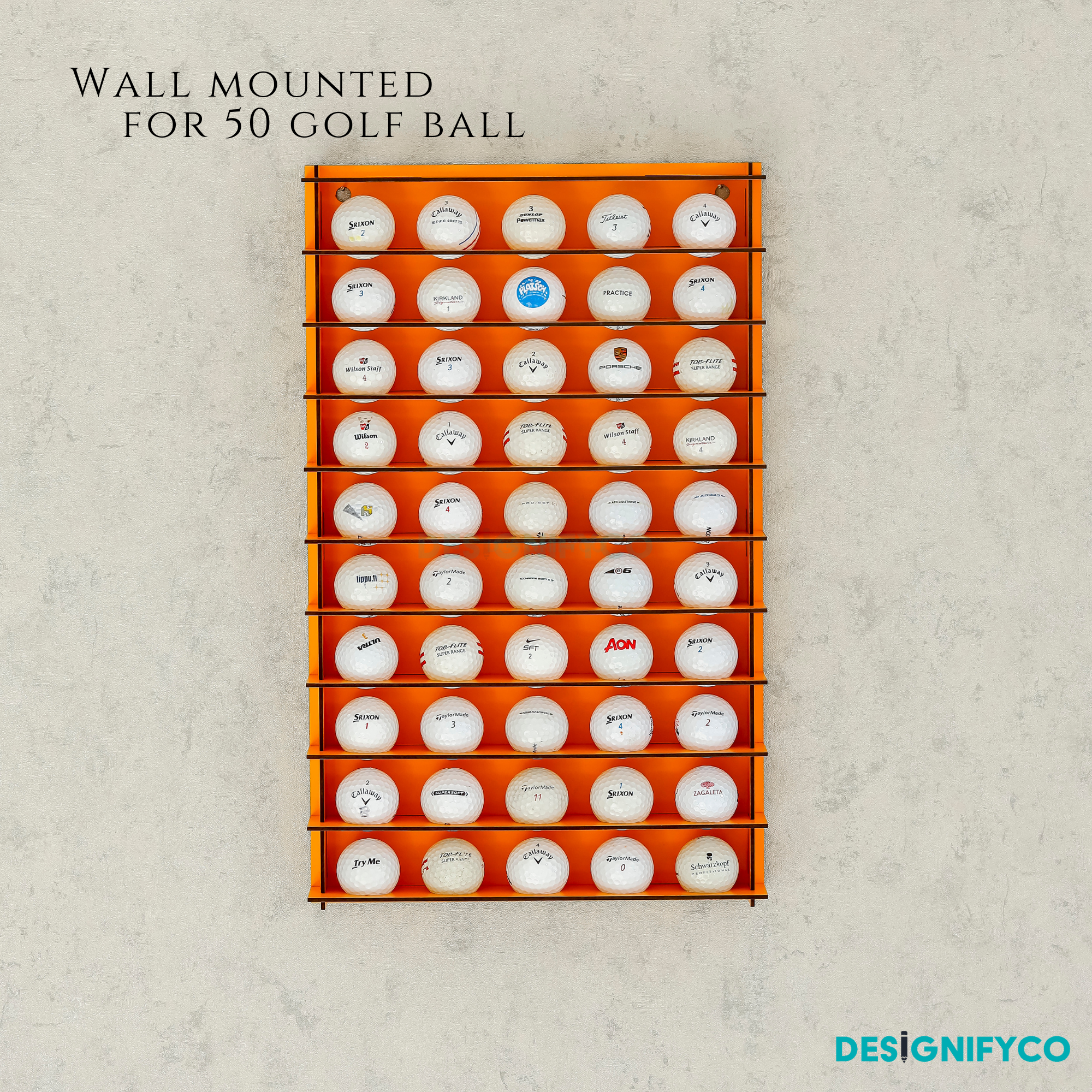 ORANGE Golf Ball Display For 50 Golf Ball