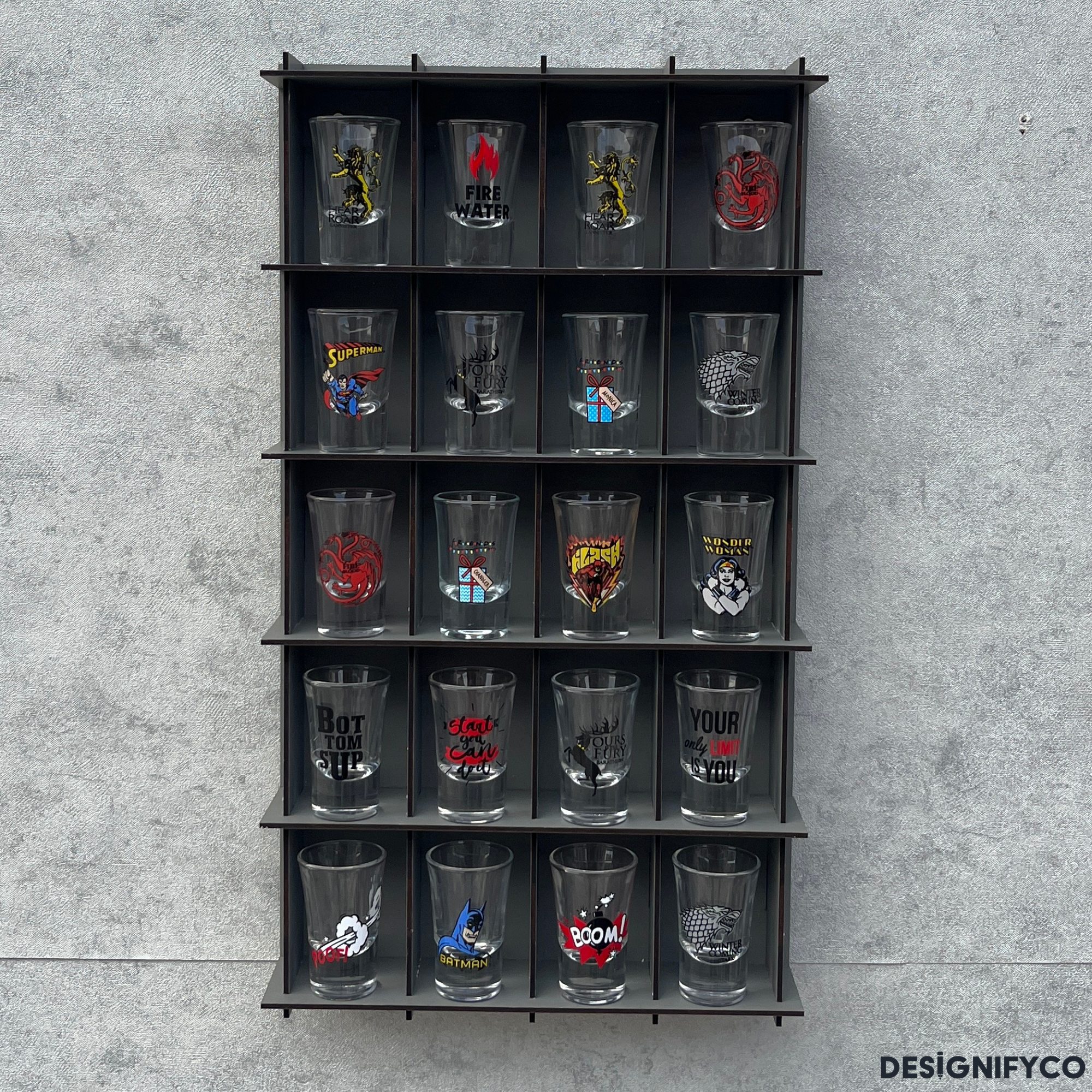 GRAY Shot Glass Display Case