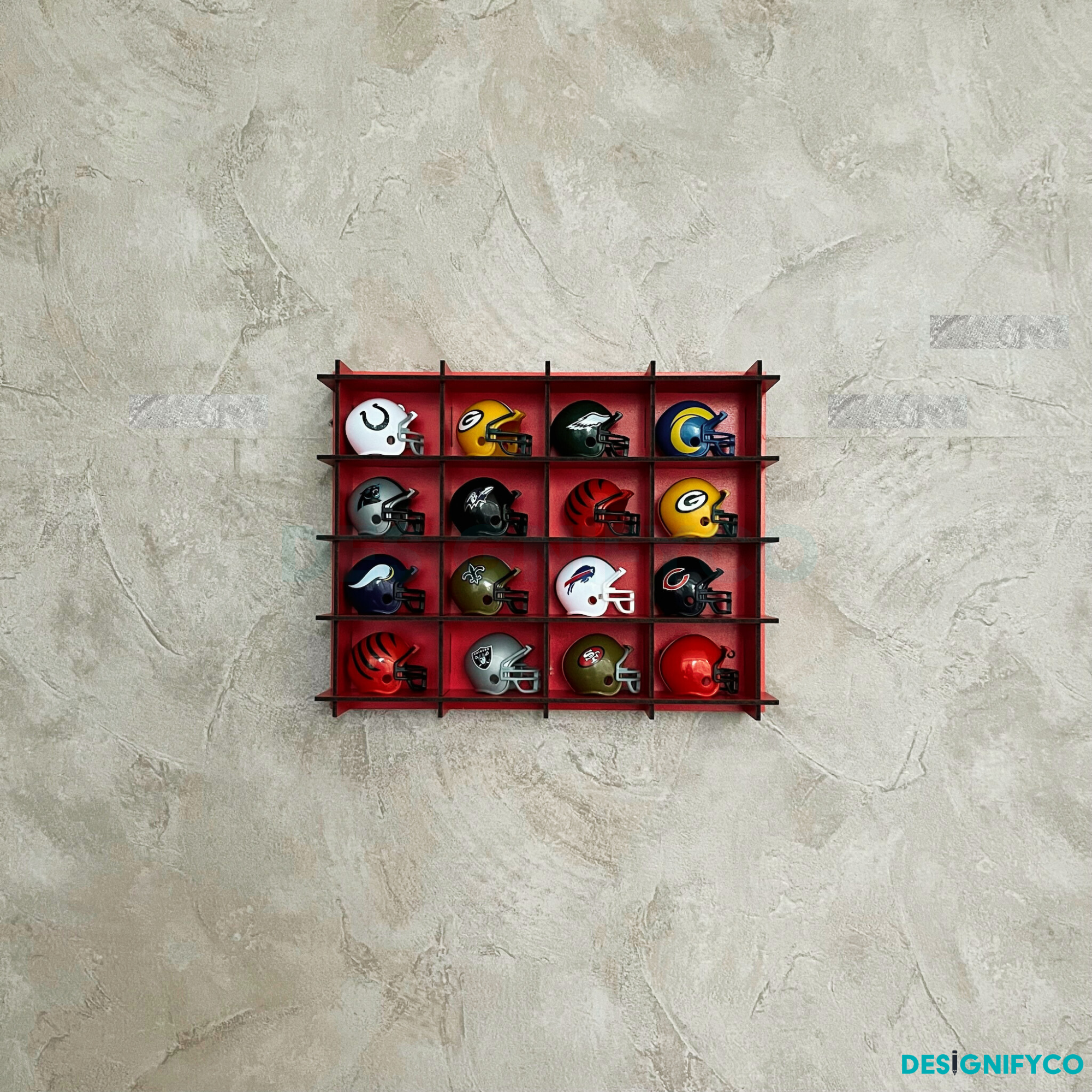 RED NHL Mini Helmet 16 Display Case