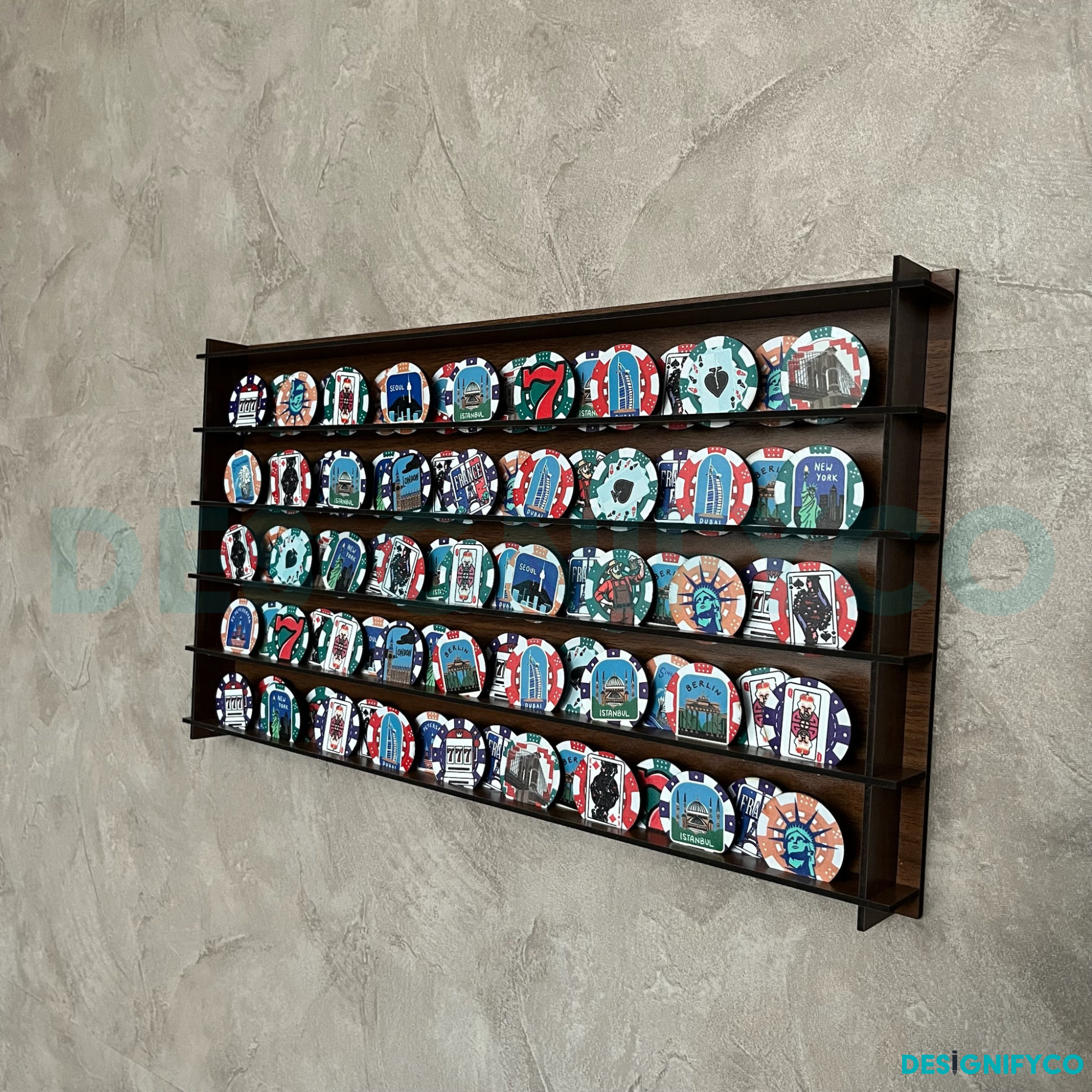 WALNUT Casino Chips 85 Display Case