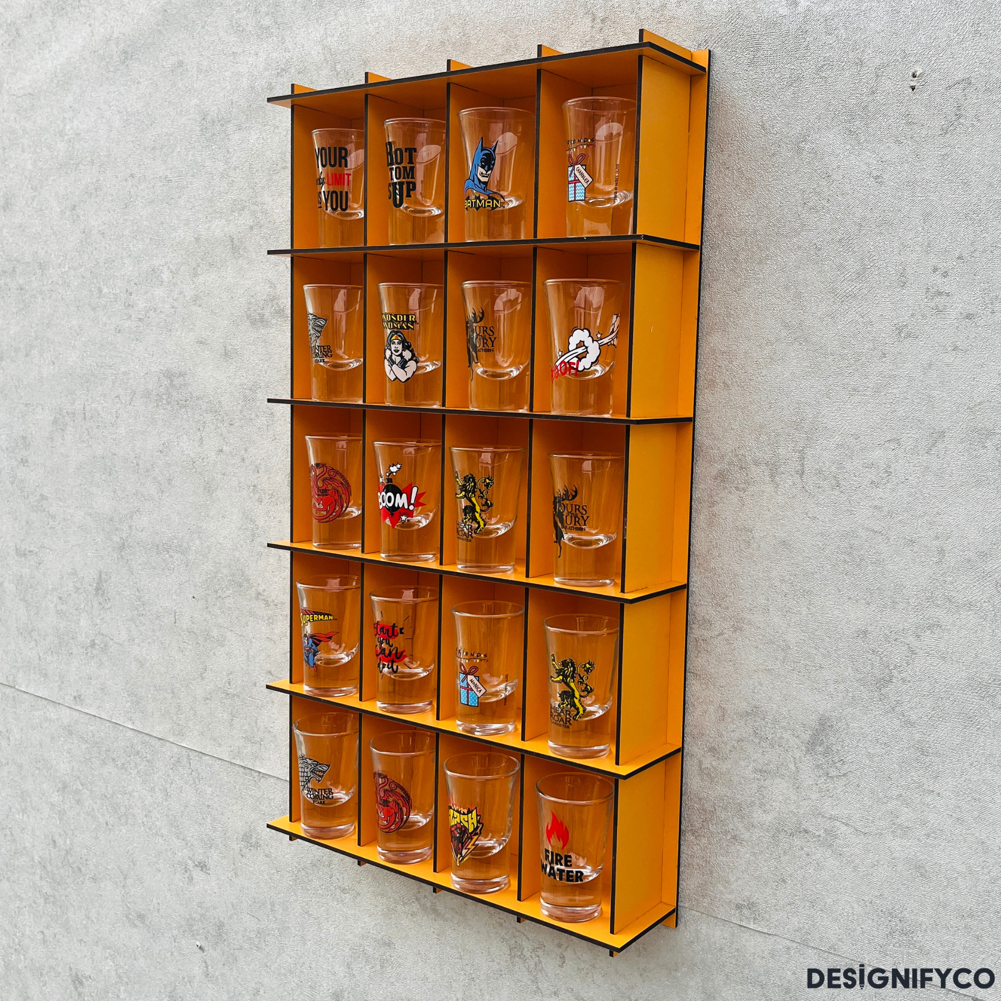 ORANGE  Shot Glass Display Case
