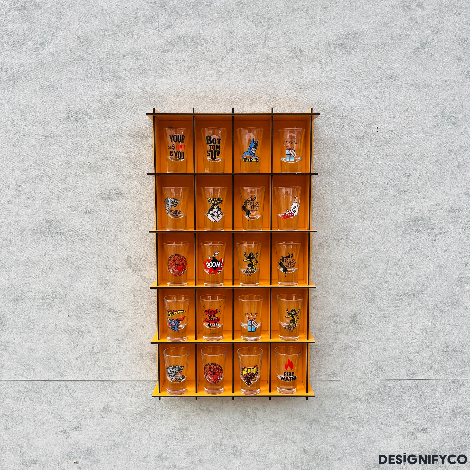 ORANGE  Shot Glass Display Case