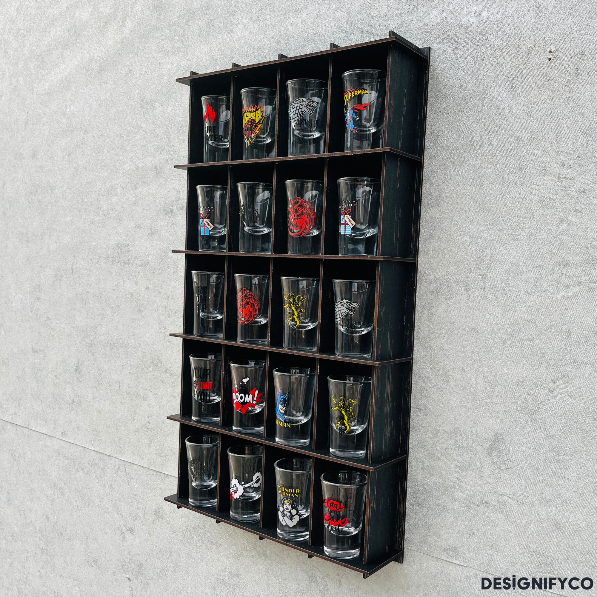 BLACK  Shot Glass Display Case