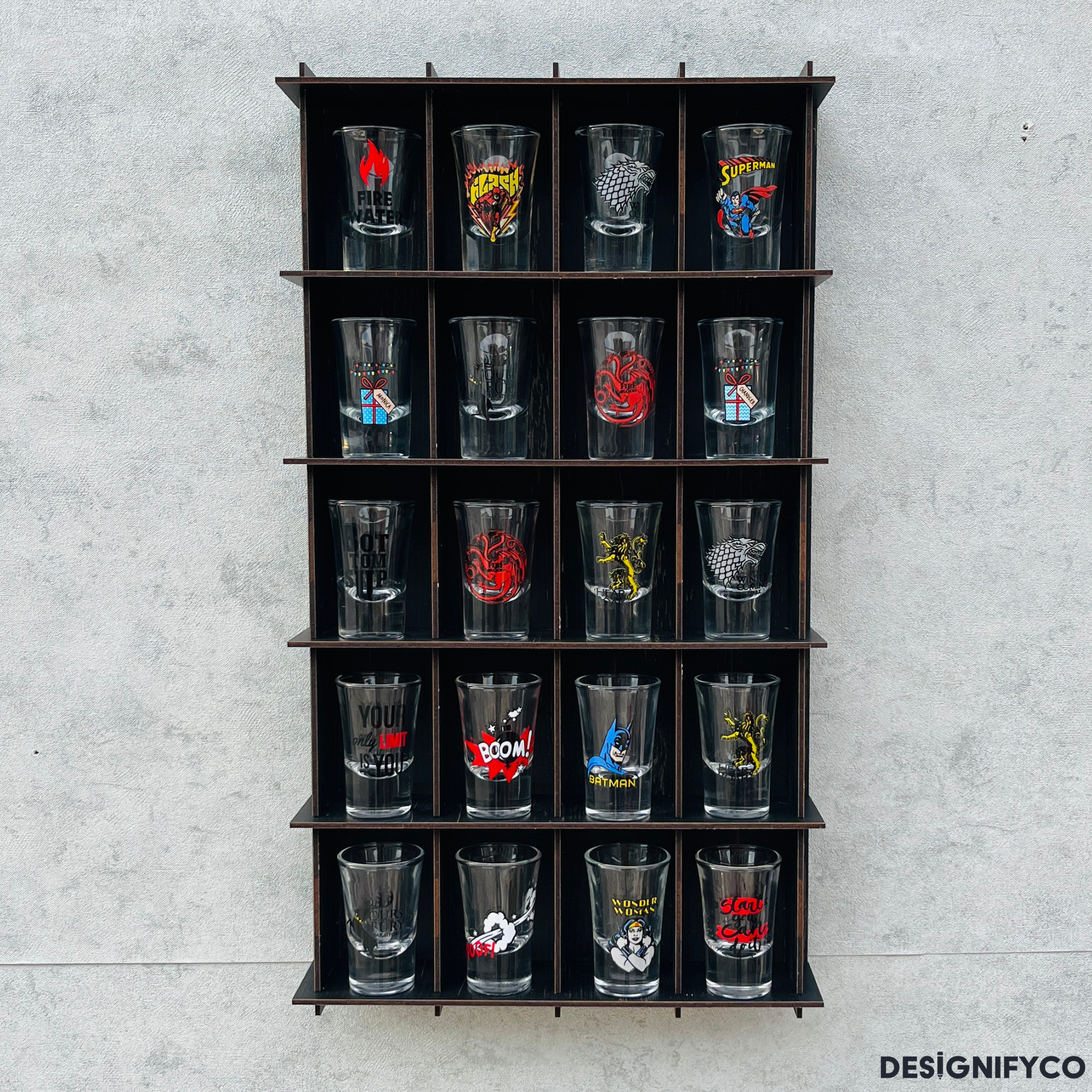 BLACK  Shot Glass Display Case