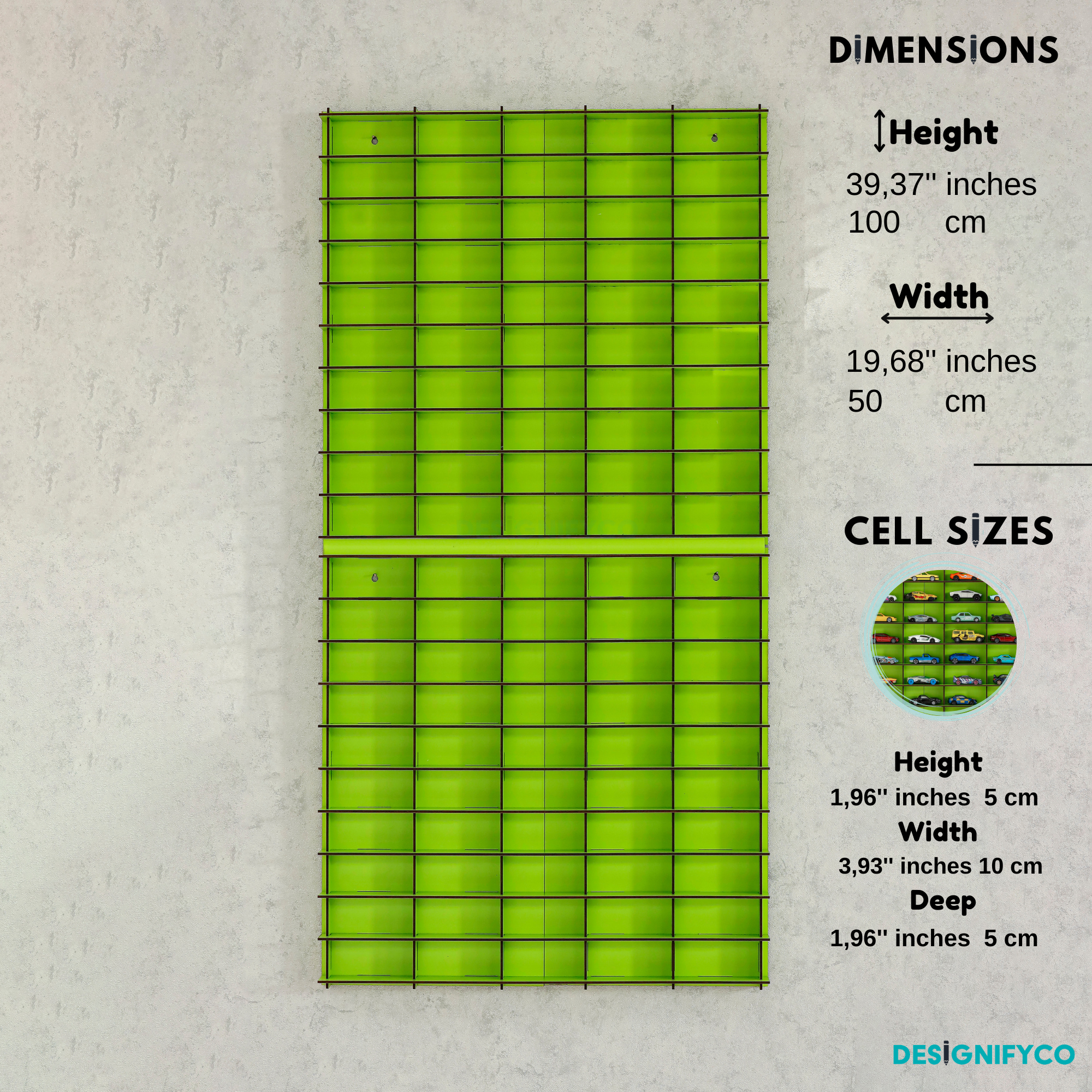 GREEN Toy Car Display Case