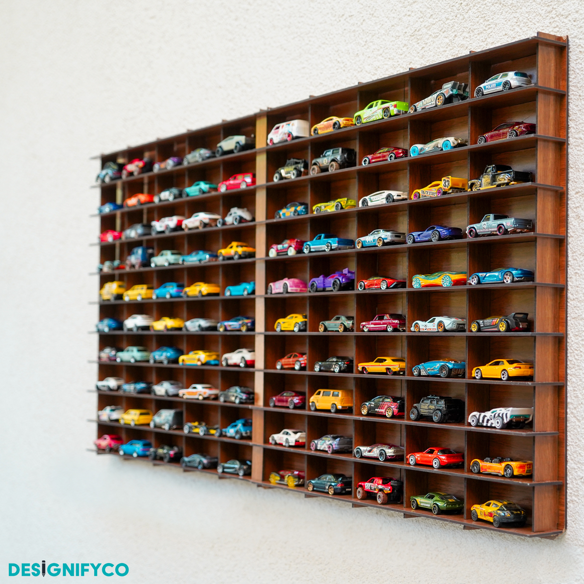 WALNUT Toy Car Display Case