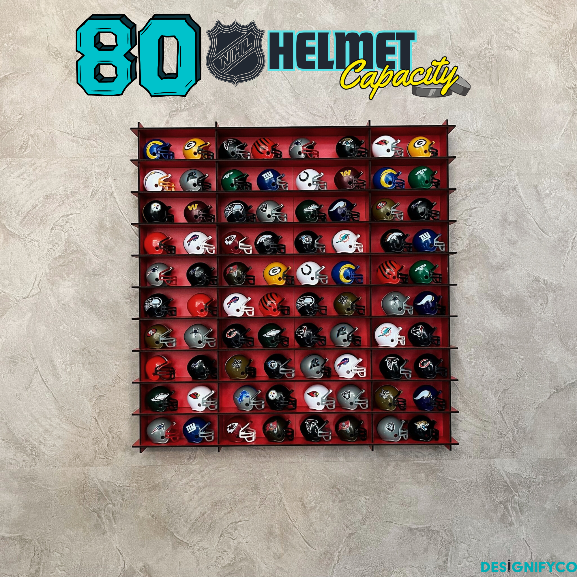 RED NHL Mini Helmet 80 Display Case