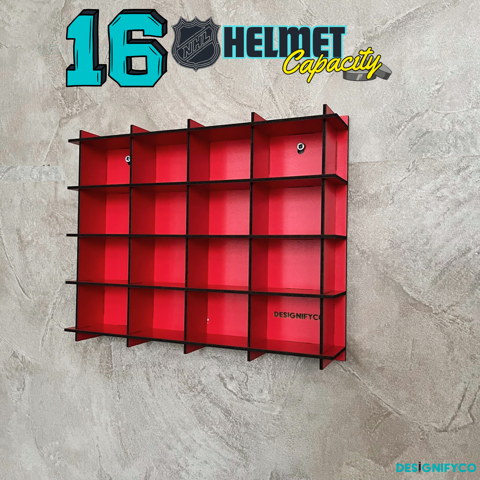 RED NHL Mini Helmet 16 Display Case