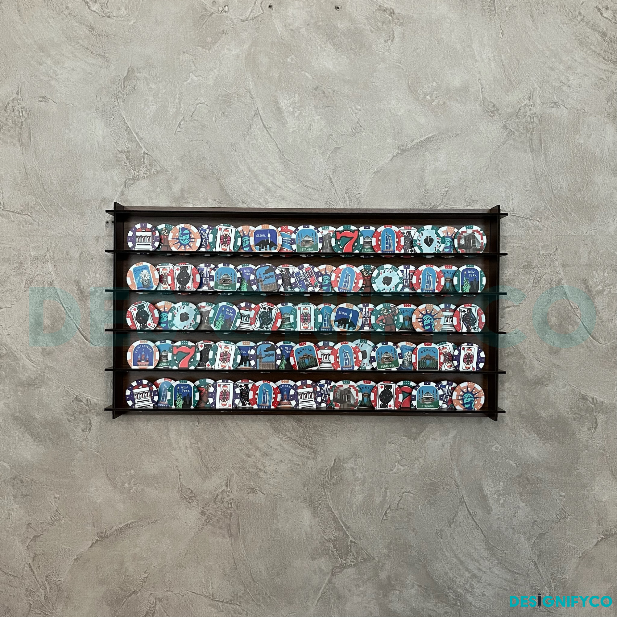 WALNUT Casino Chips 85 Display Case