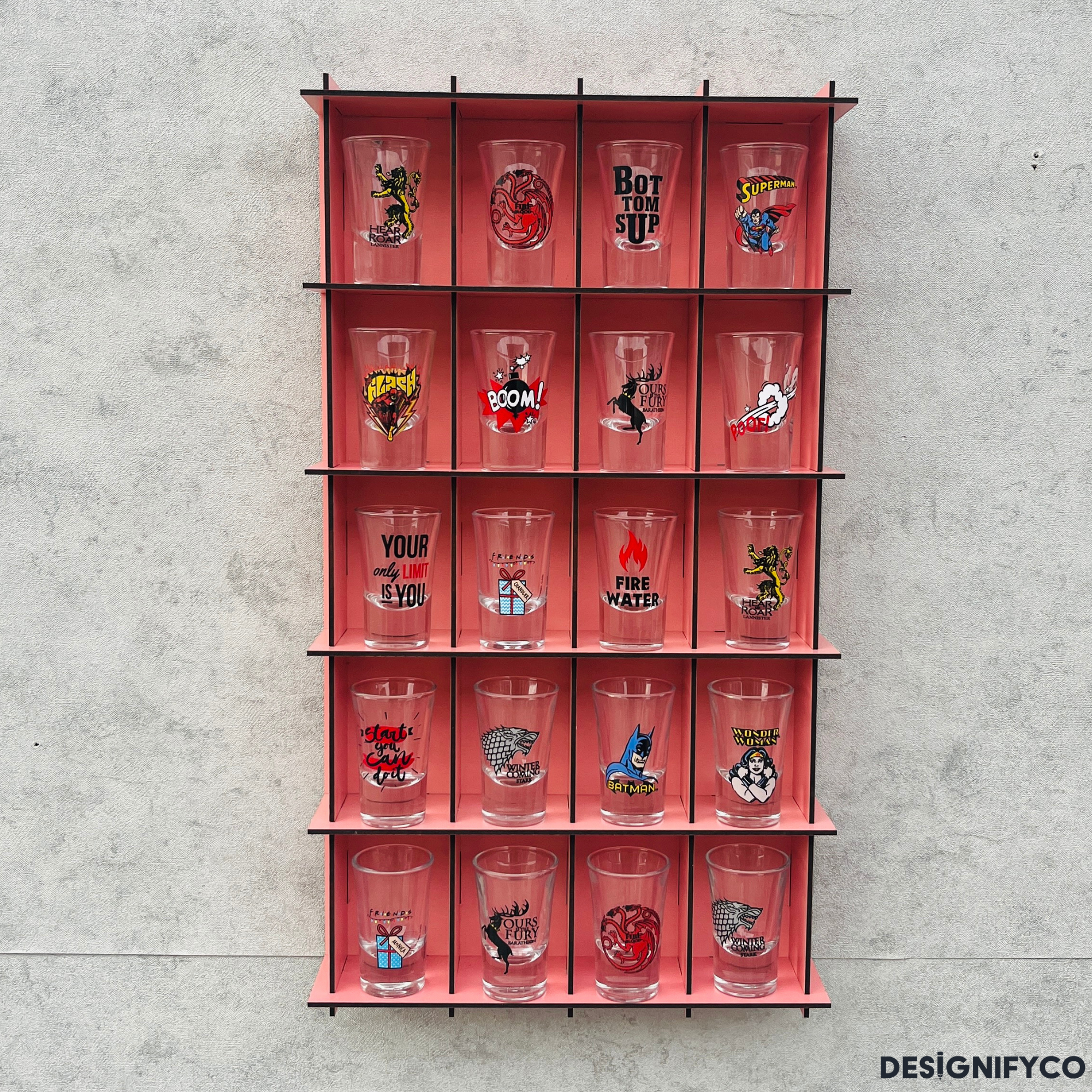 PINK  Shot Glass Display Case