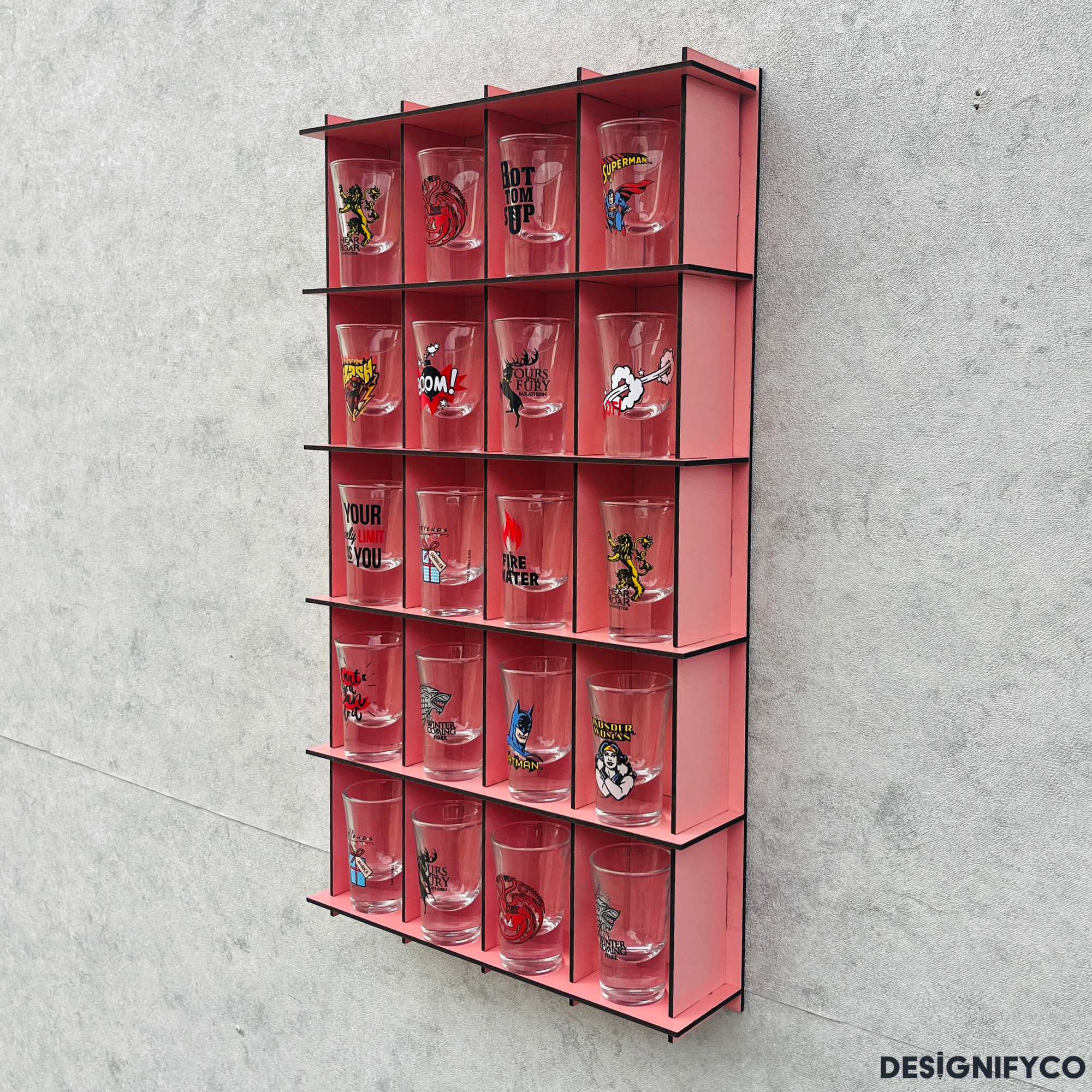 PINK  Shot Glass Display Case