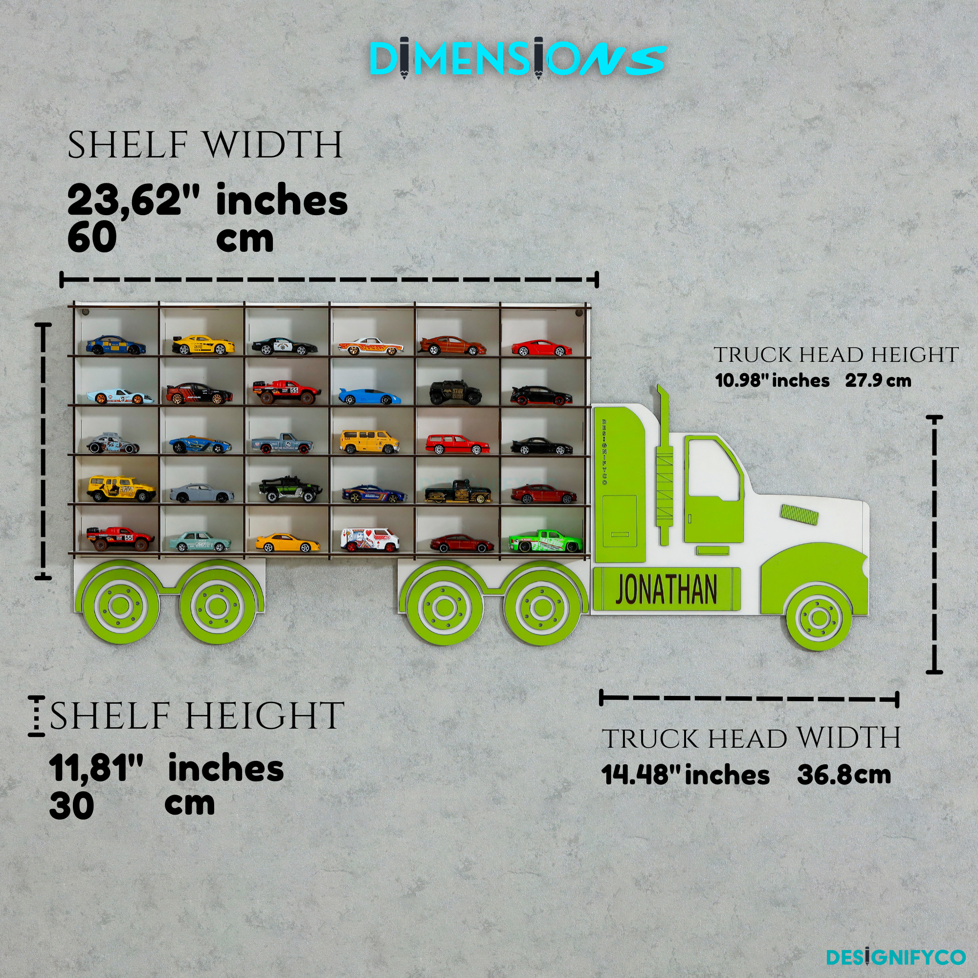 Green Truck Toy Car Displays