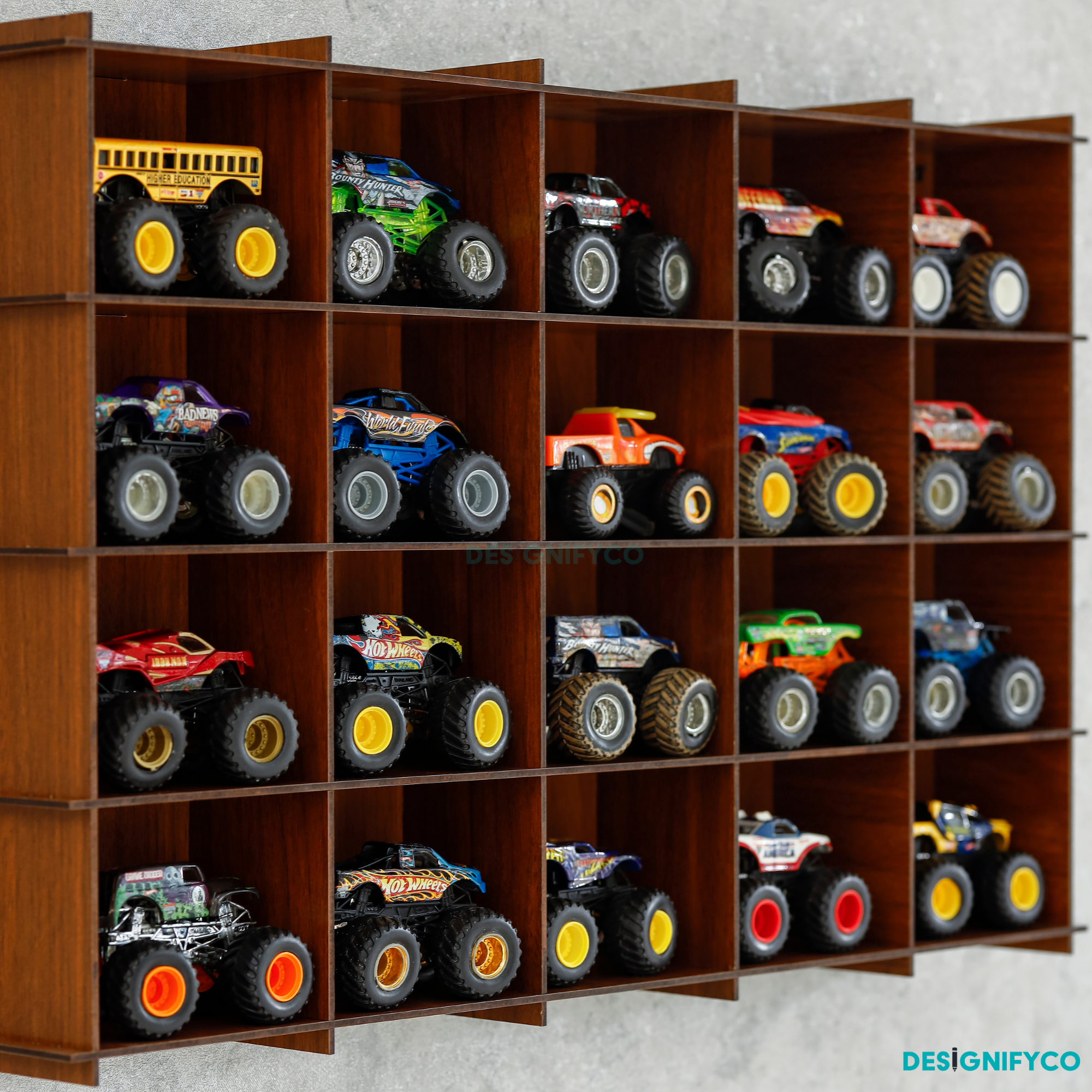 WALNUT Monster Car Display Case