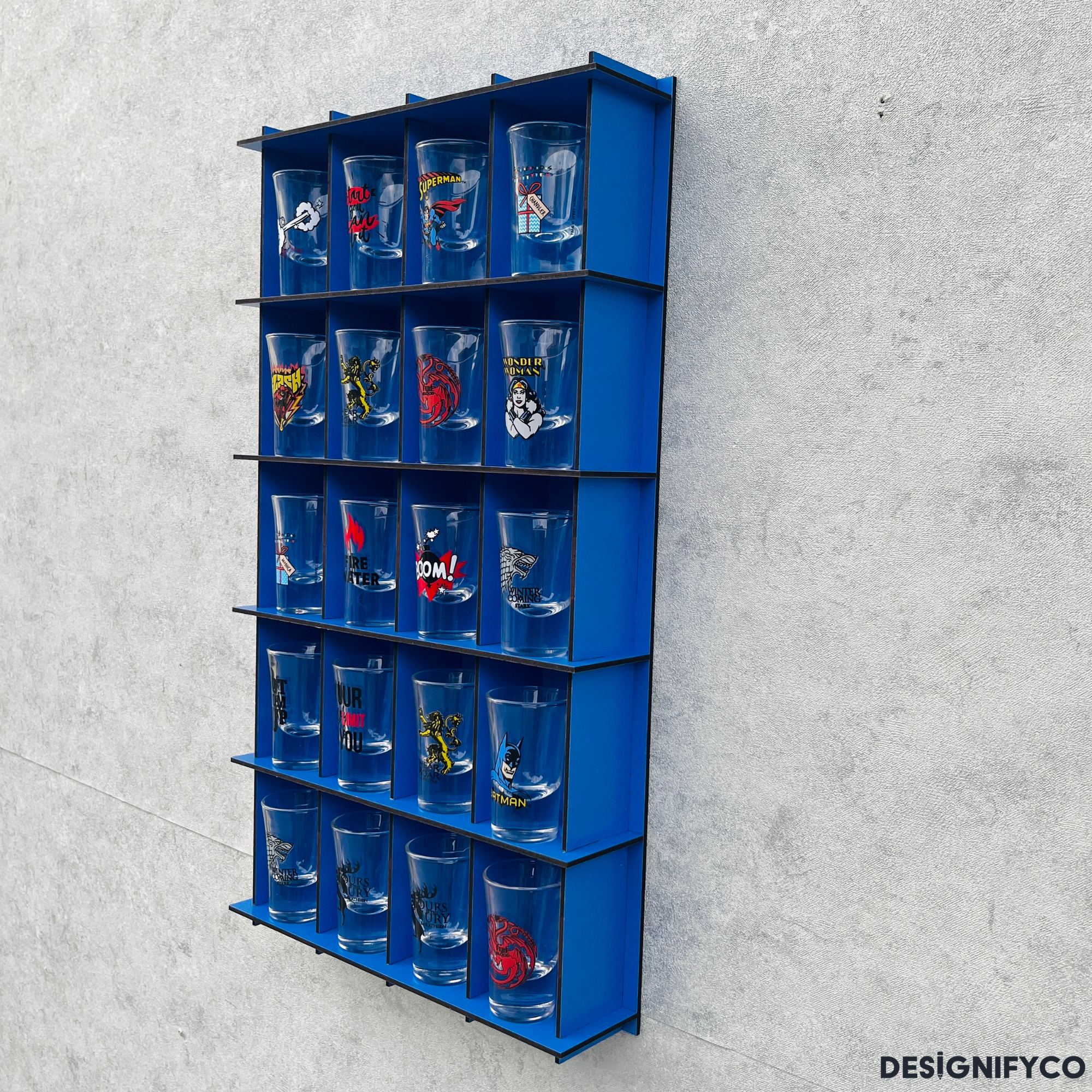 BLUE  Shot Glass Display Case