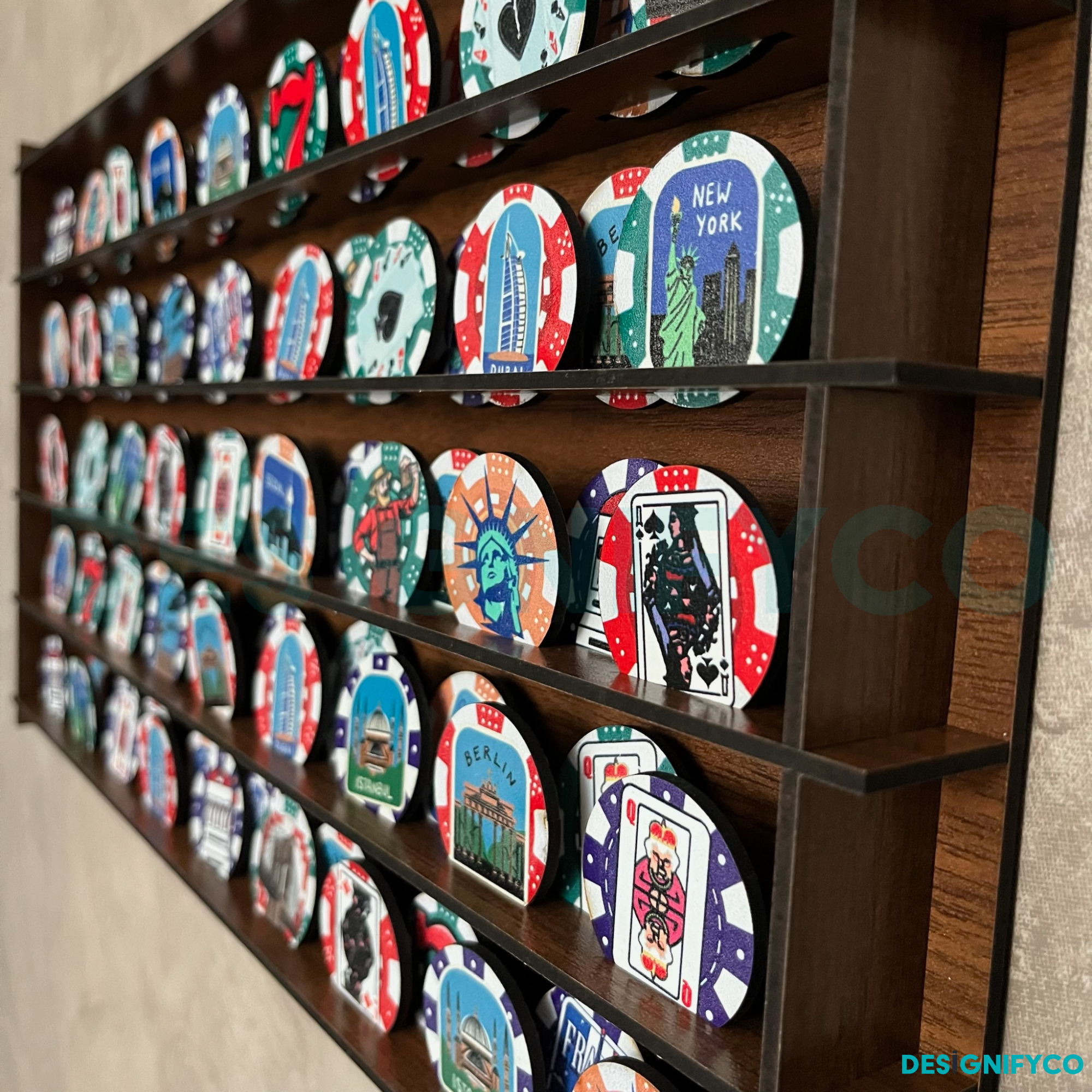 WALNUT Casino Chips 85 Display Case