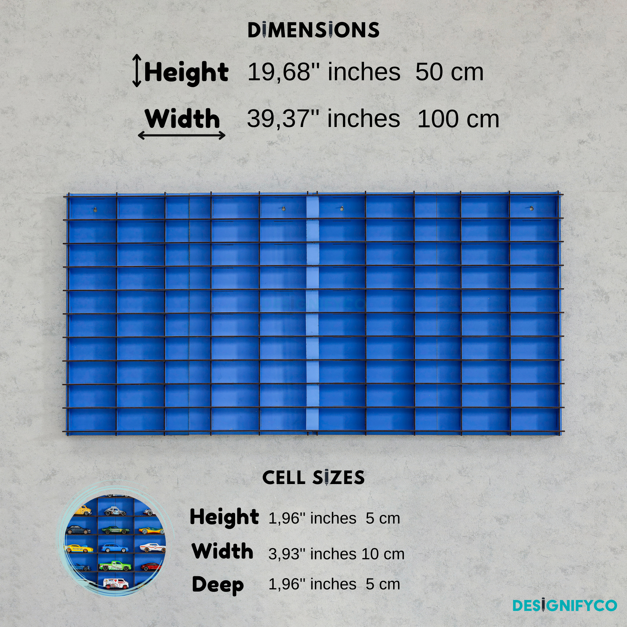 BLUE Toy Car Display Case