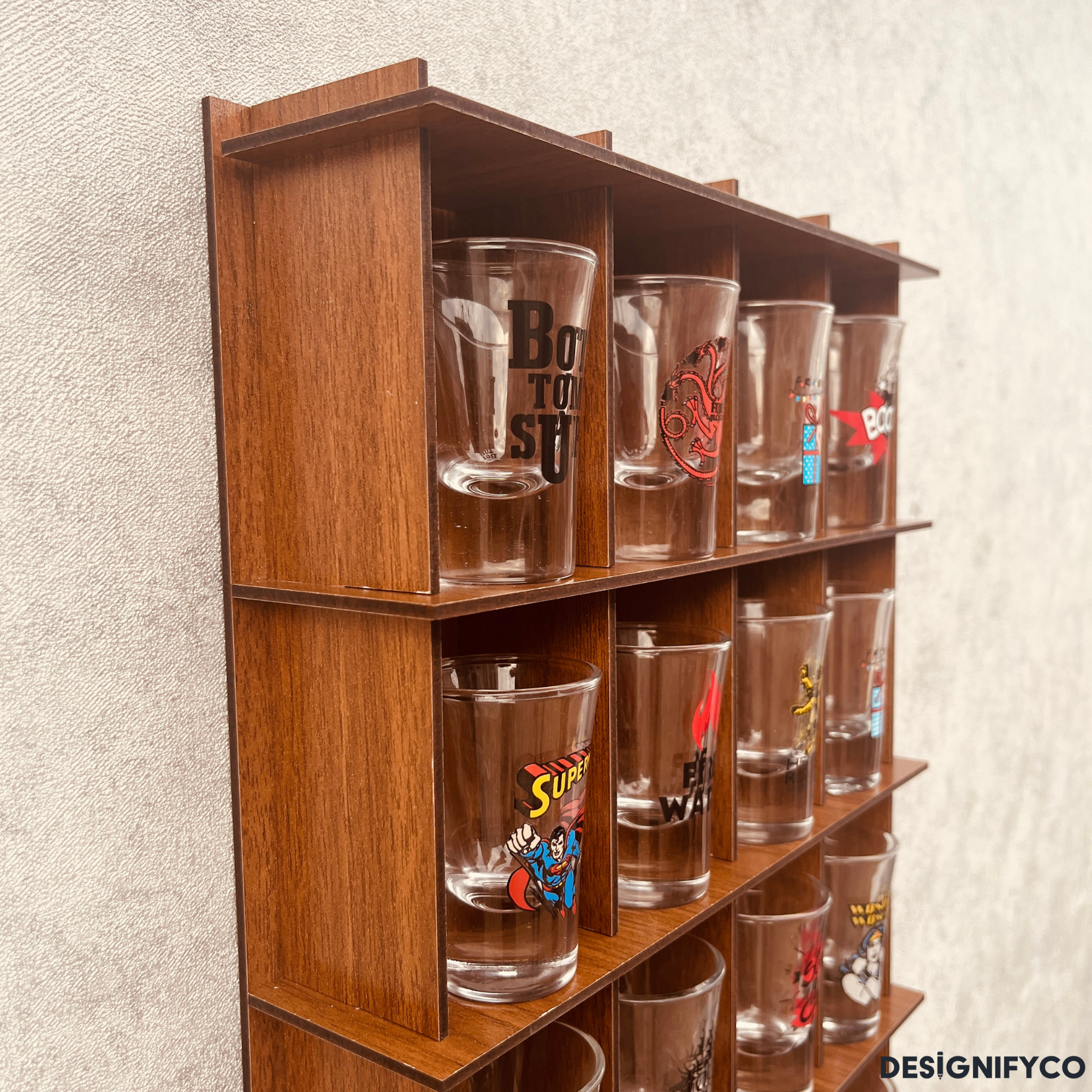 WALNUT  Shot Glass Display Case