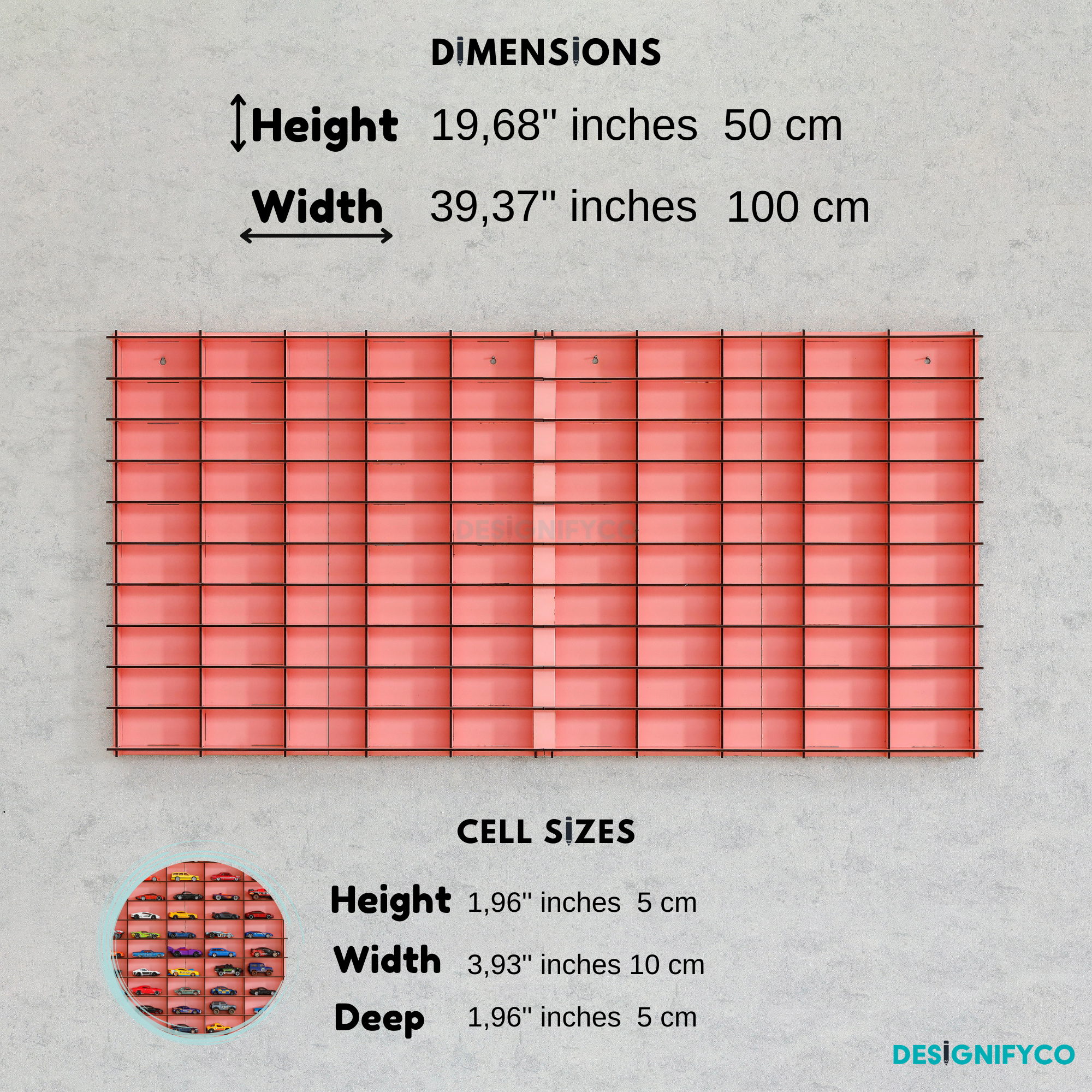 PINK Toy Car Display Case