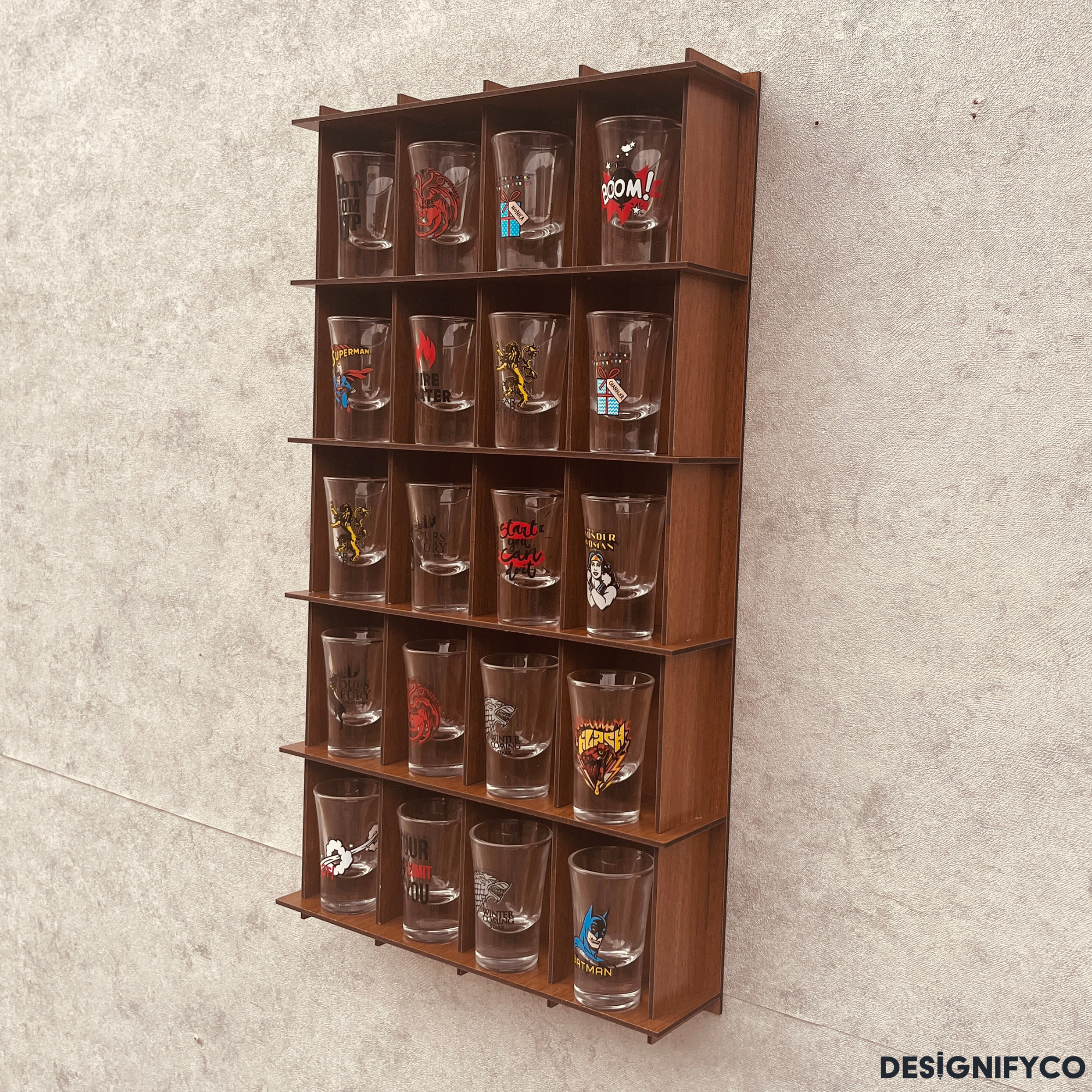 WALNUT  Shot Glass Display Case