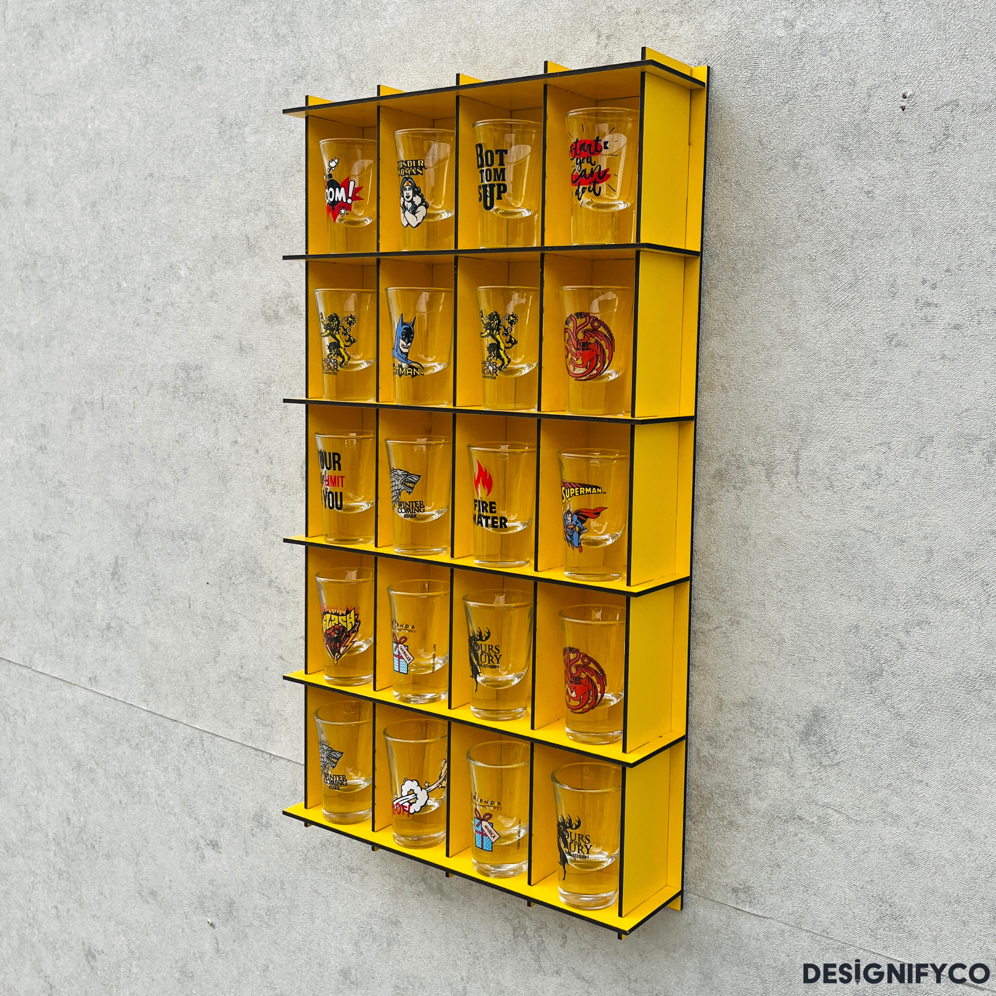 YELLOW  Shot Glass Display Case