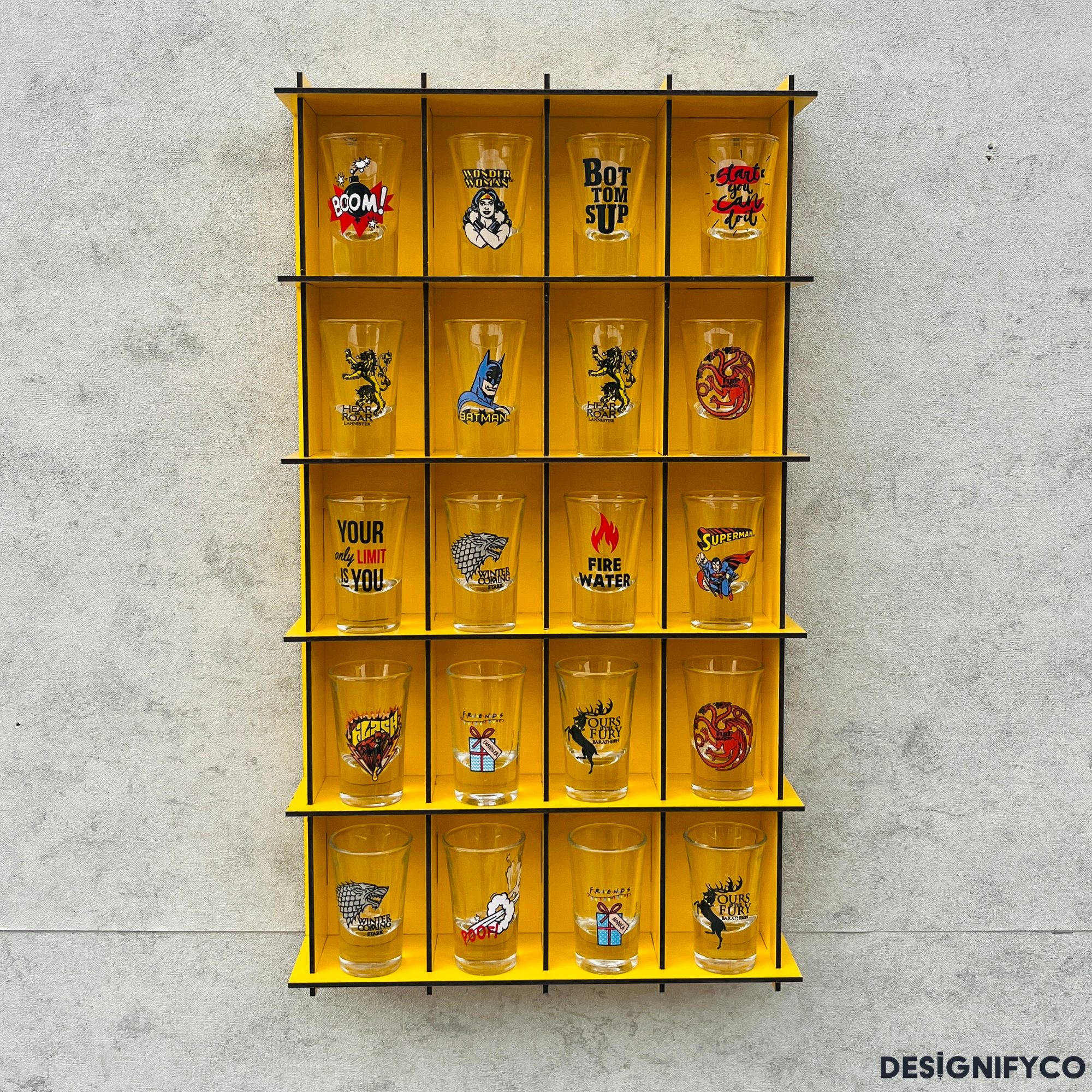 YELLOW  Shot Glass Display Case