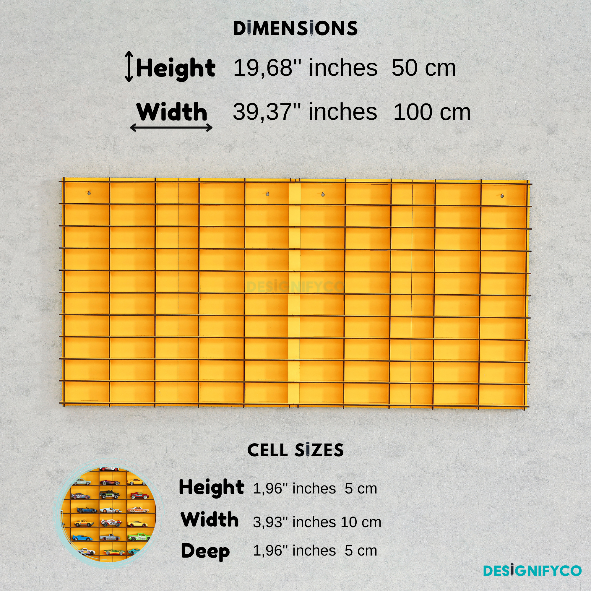 YELLOW Toy Car Display Case