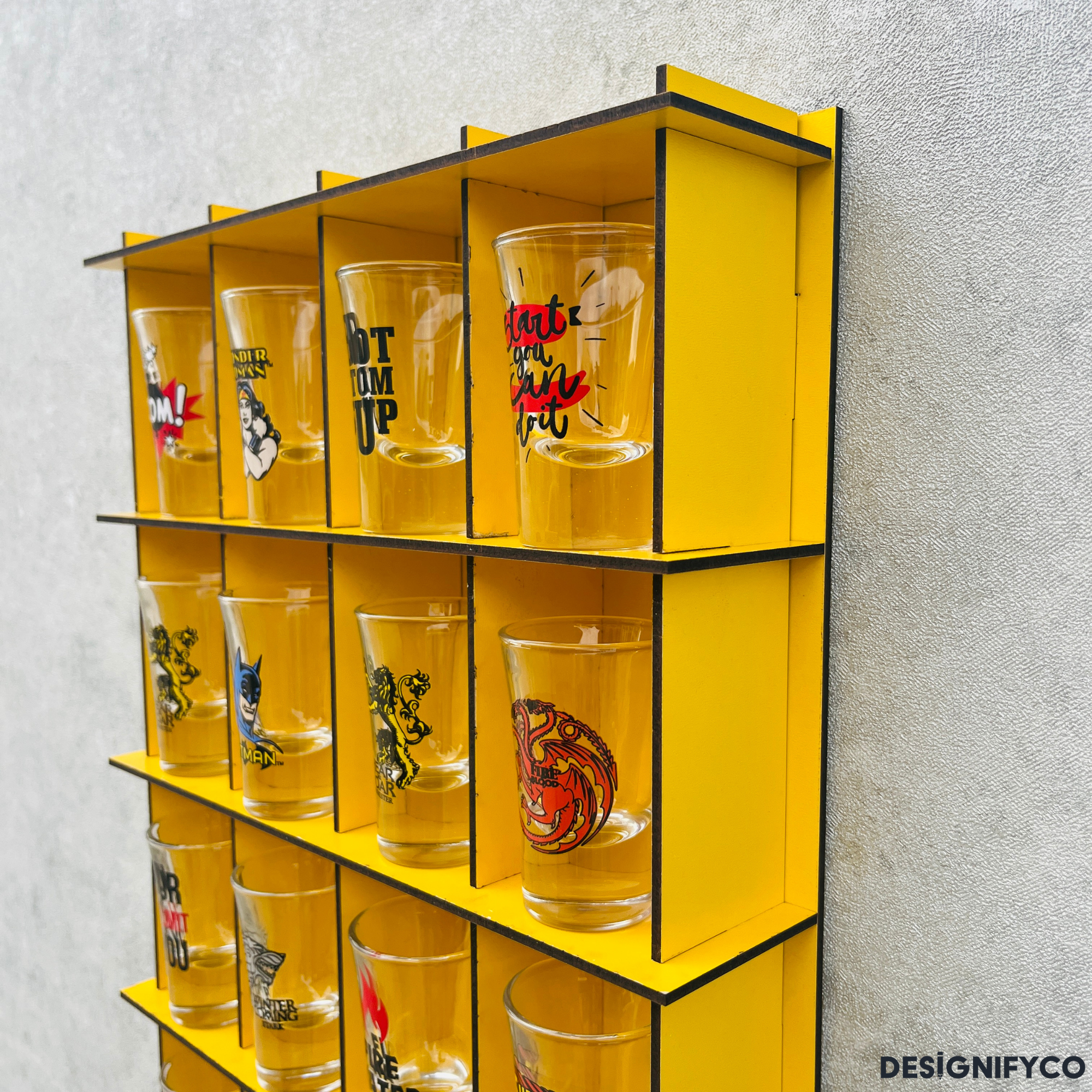 YELLOW  Shot Glass Display Case
