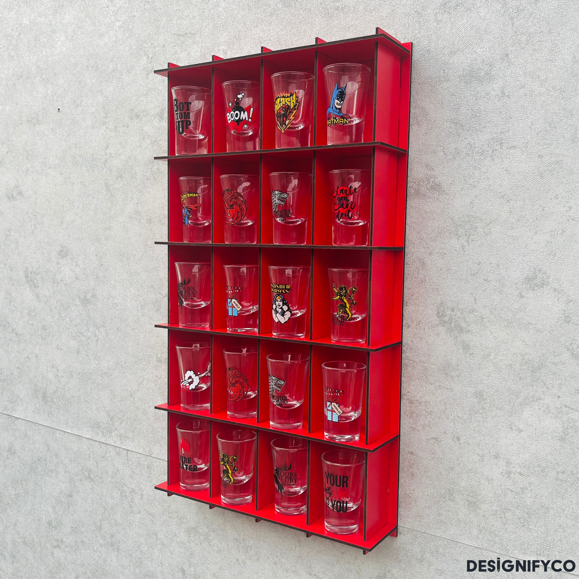 RED  Shot Glass Display Case