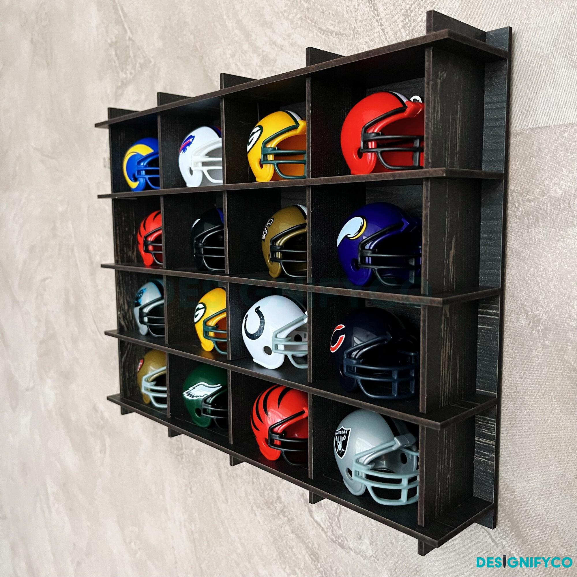 OLD BLACK NHL Mini Helmet 16 Display Case