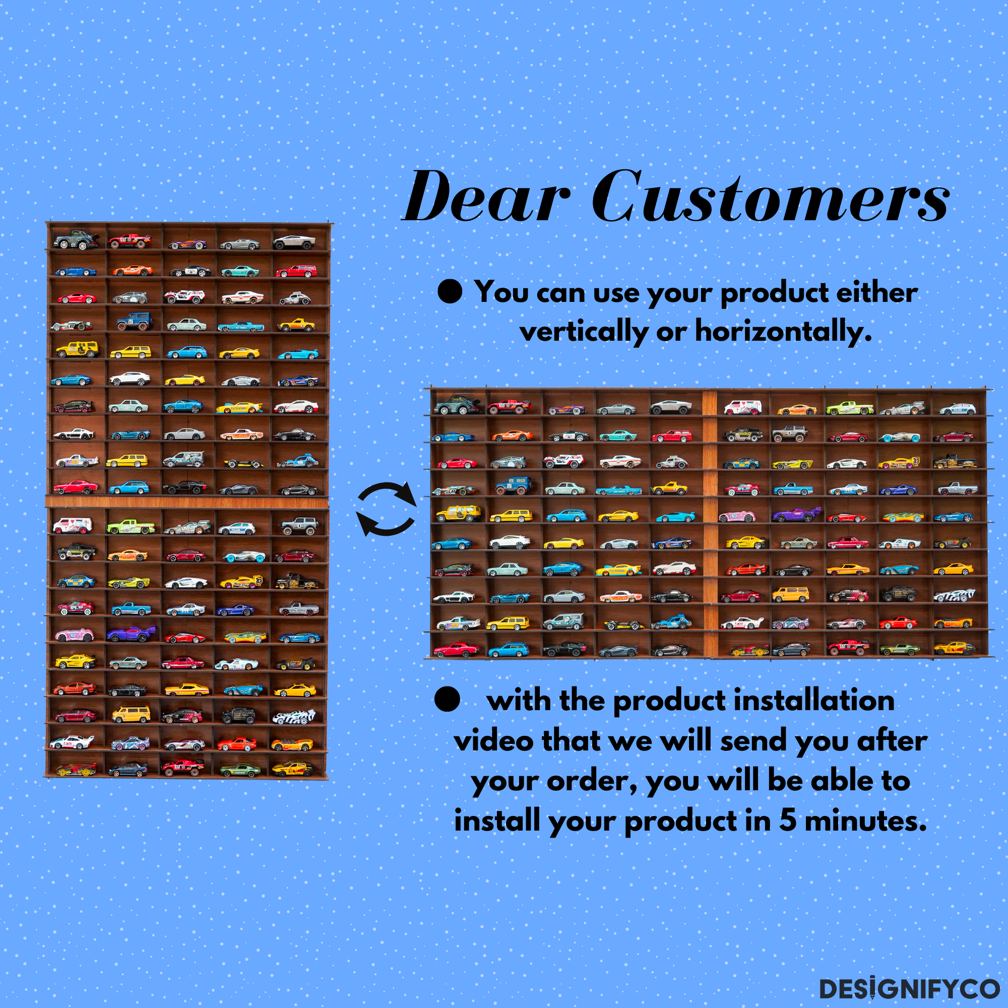 WALNUT Toy Car Display Case