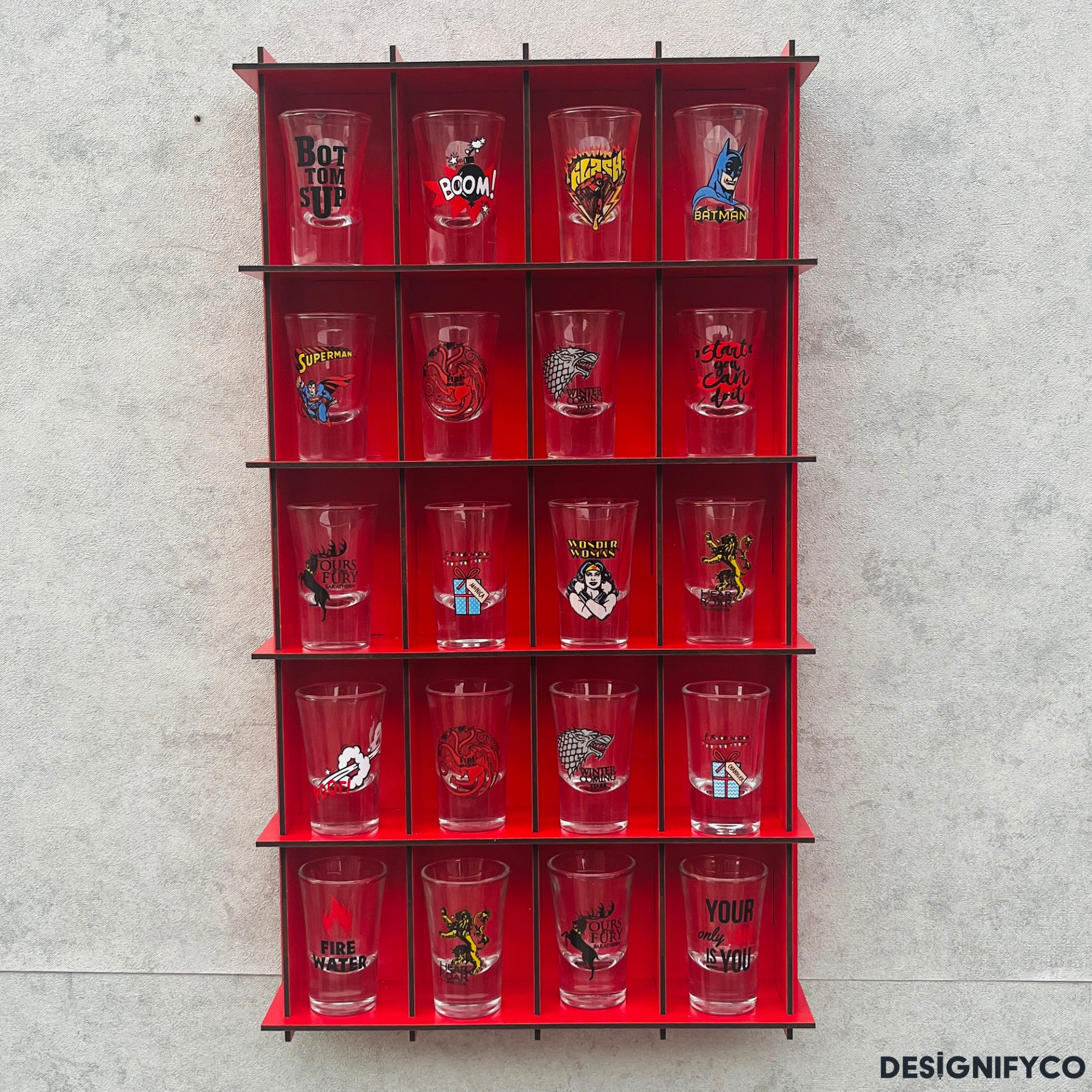 RED  Shot Glass Display Case