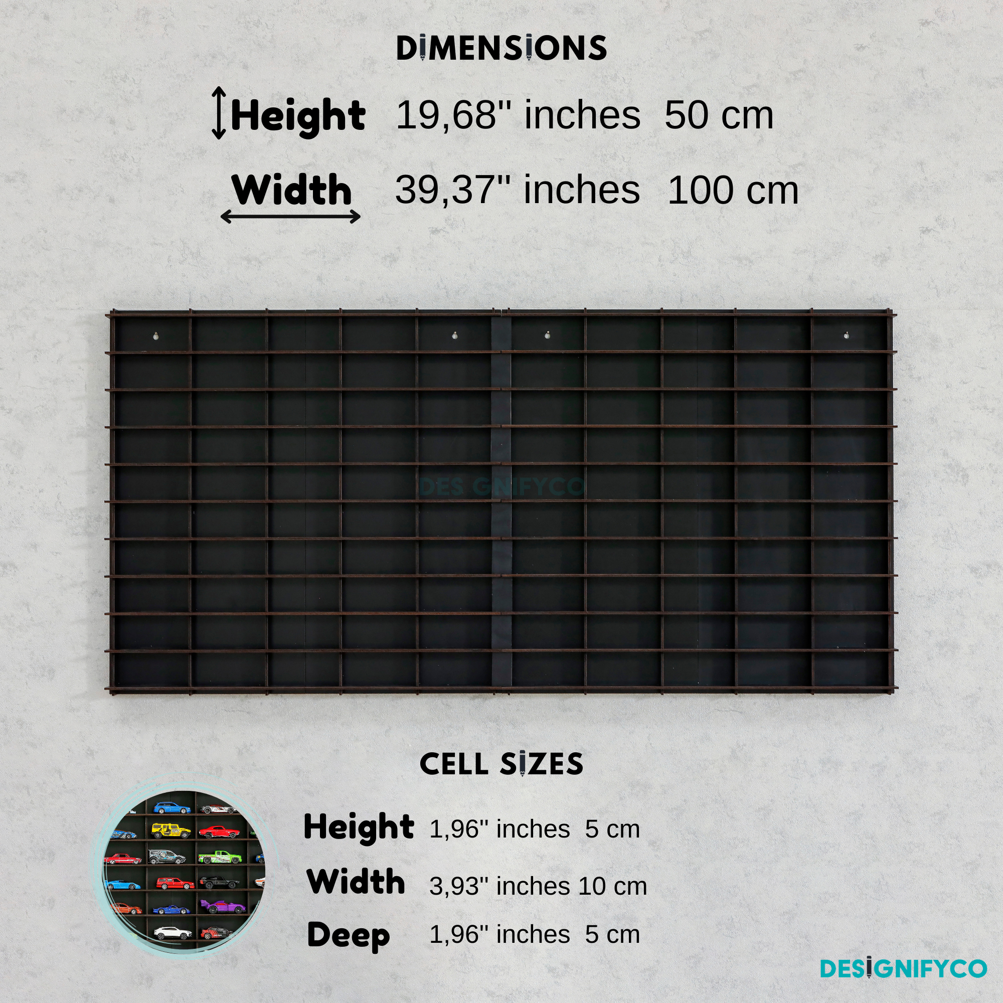 BLACK Toy Car Display Case