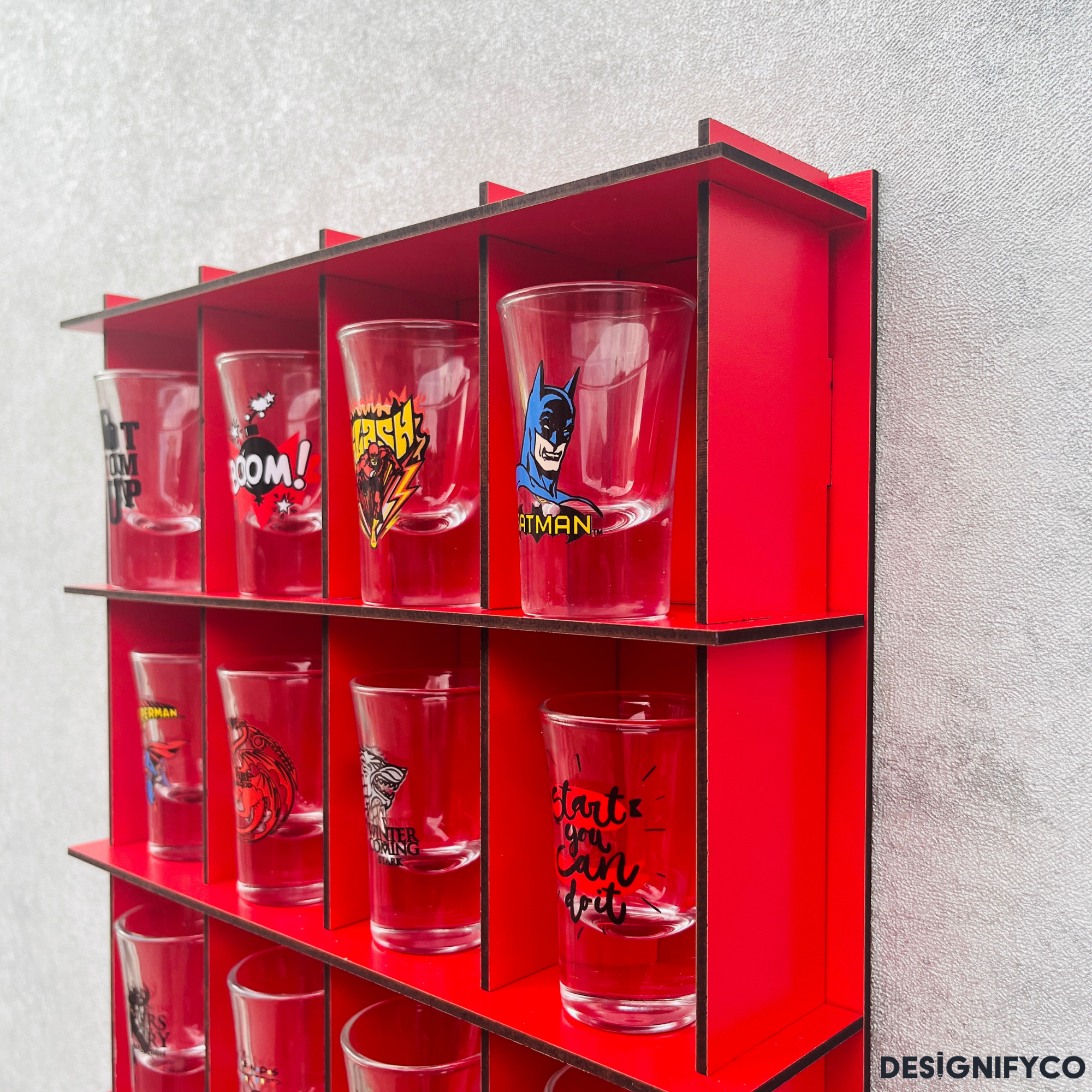 RED  Shot Glass Display Case