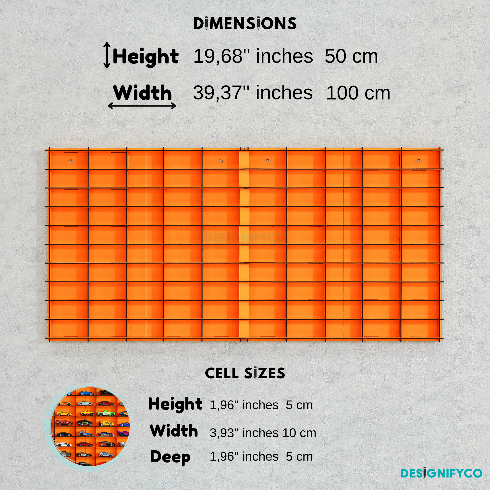 ORANGE Toy Car Display Case