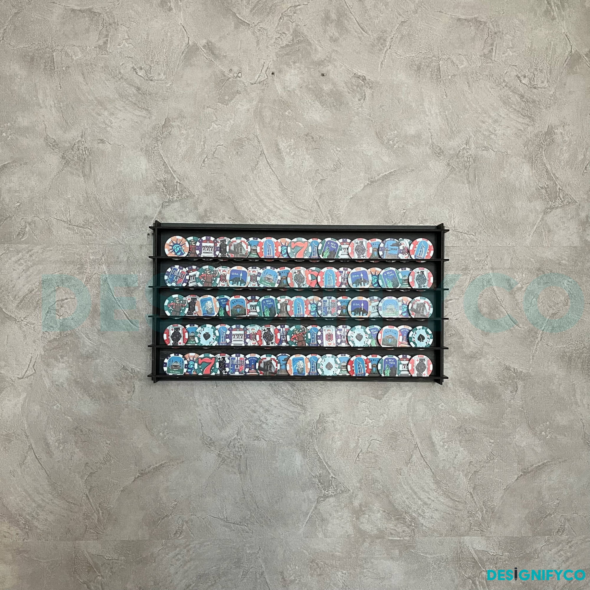 OLD BLACK Casino Chips 85 Display Case