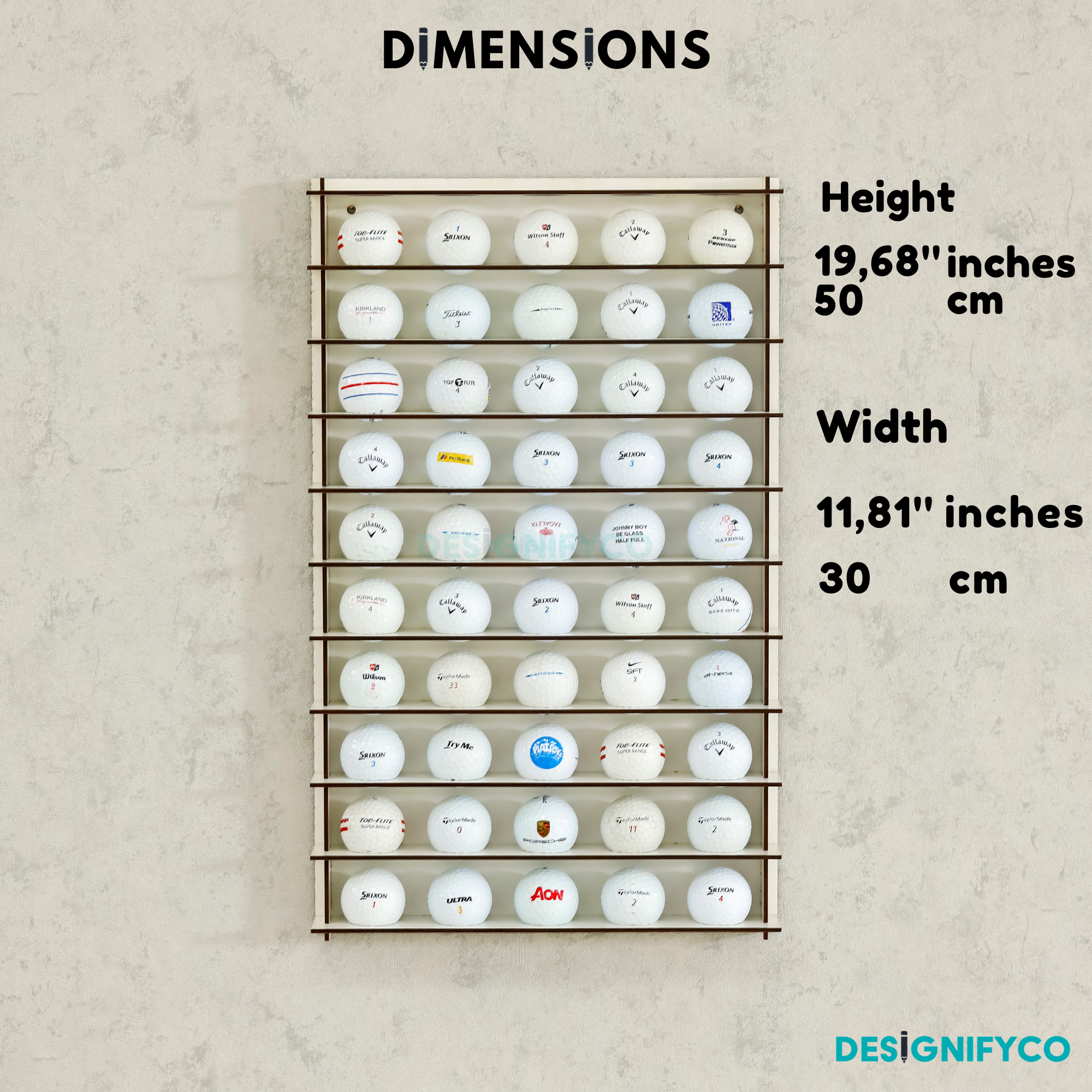 White Golf Ball Display For 50 Golf Ball