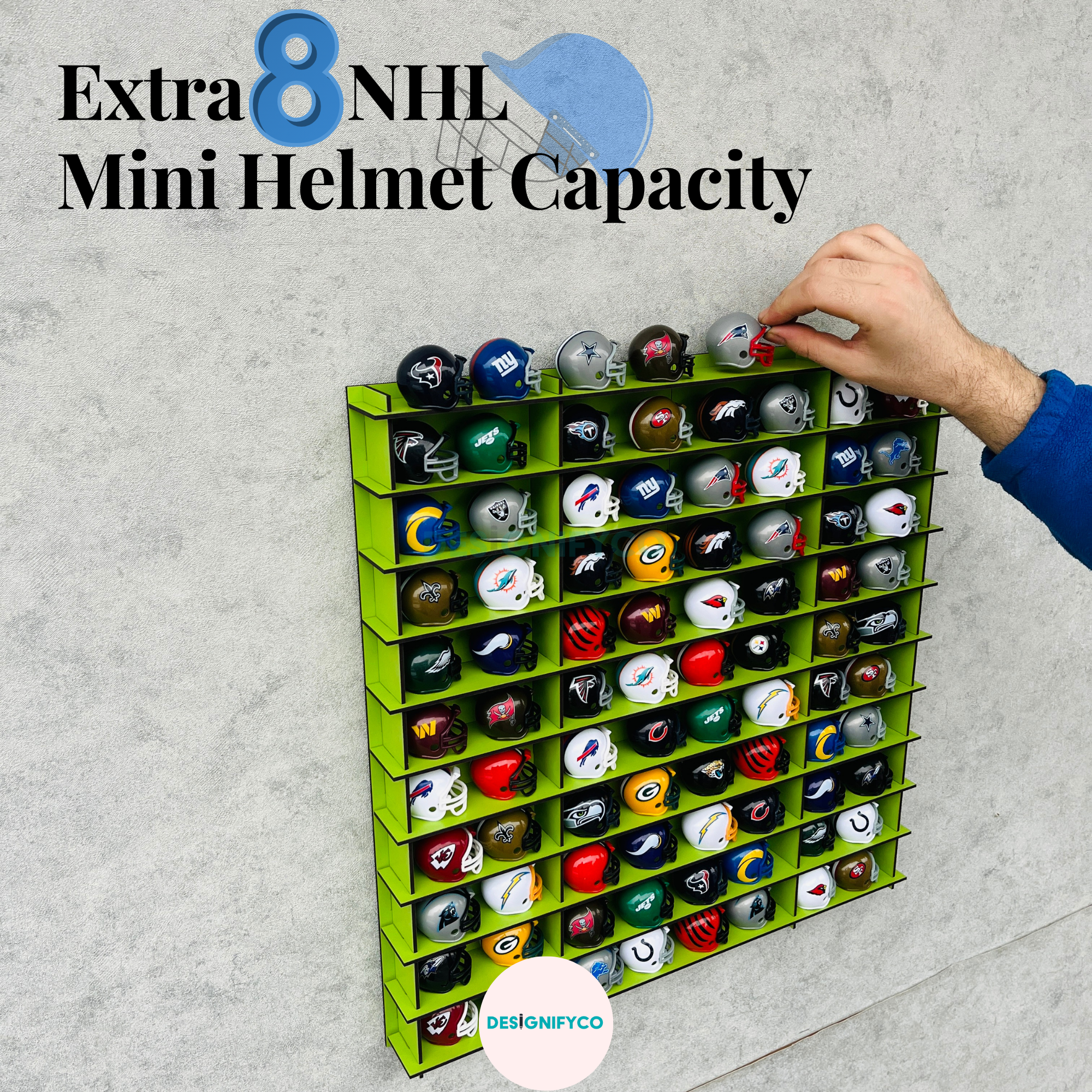 GREEN NHL Mini Helmet 80 Display Case