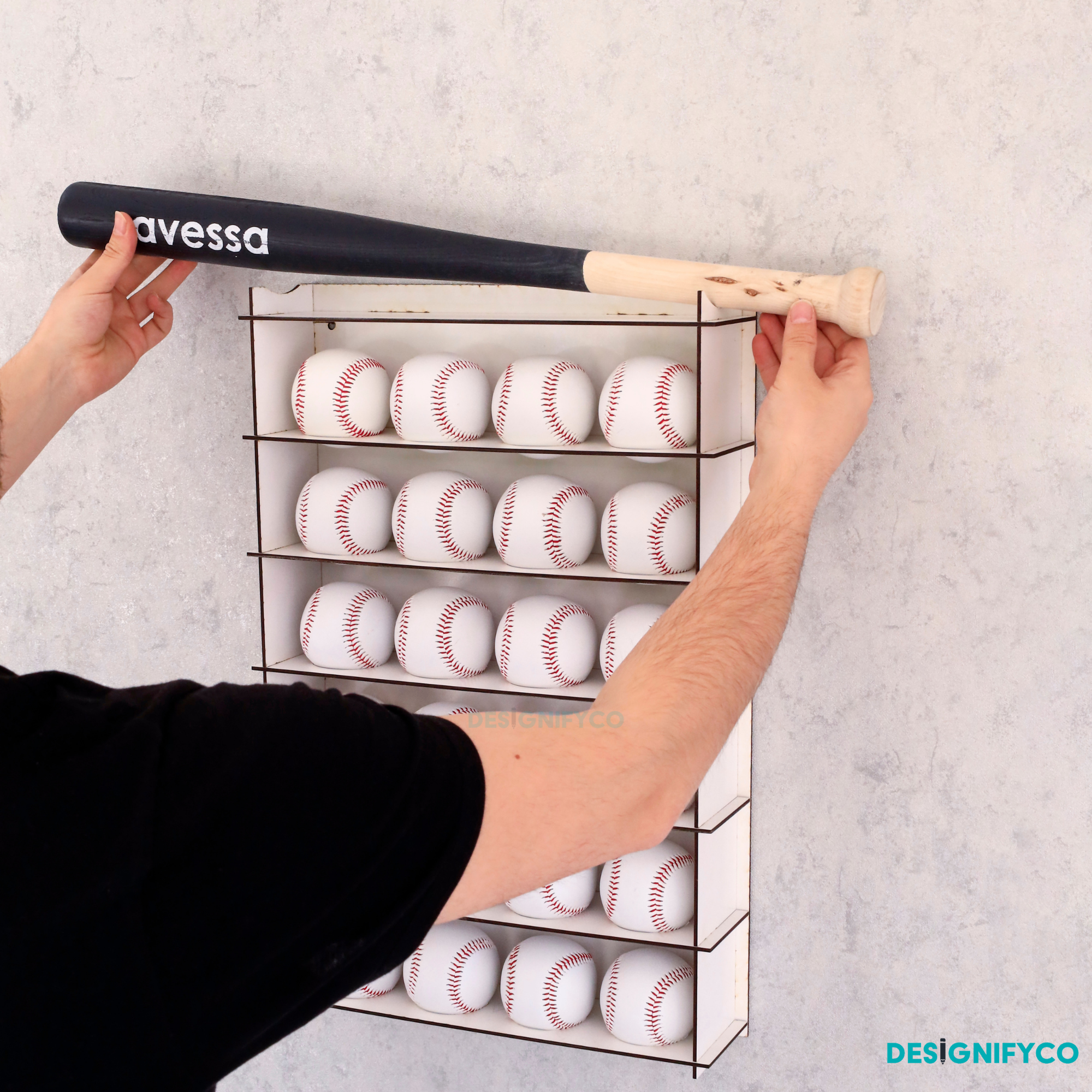 WHITE Baseball Display Case