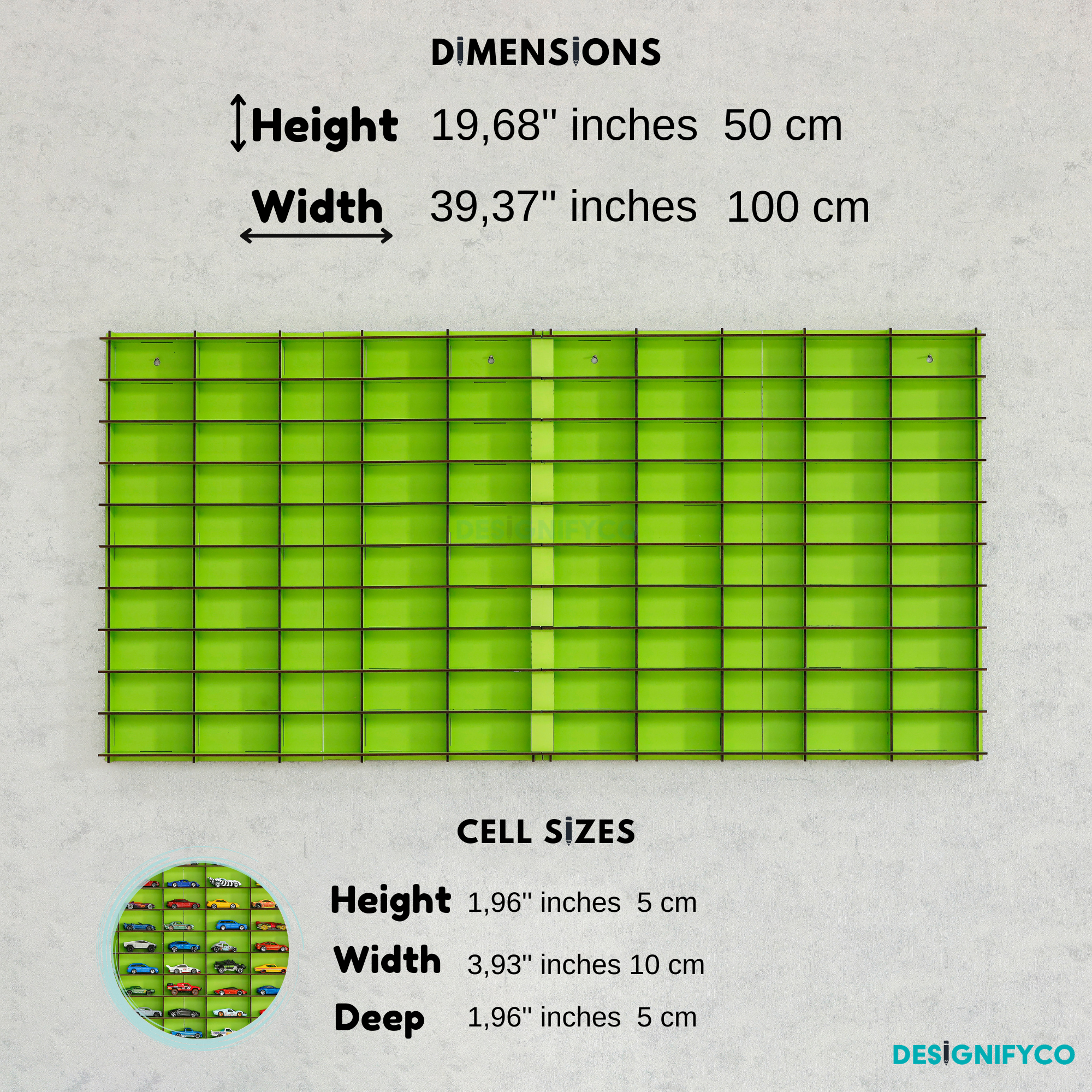 GREEN Toy Car Display Case