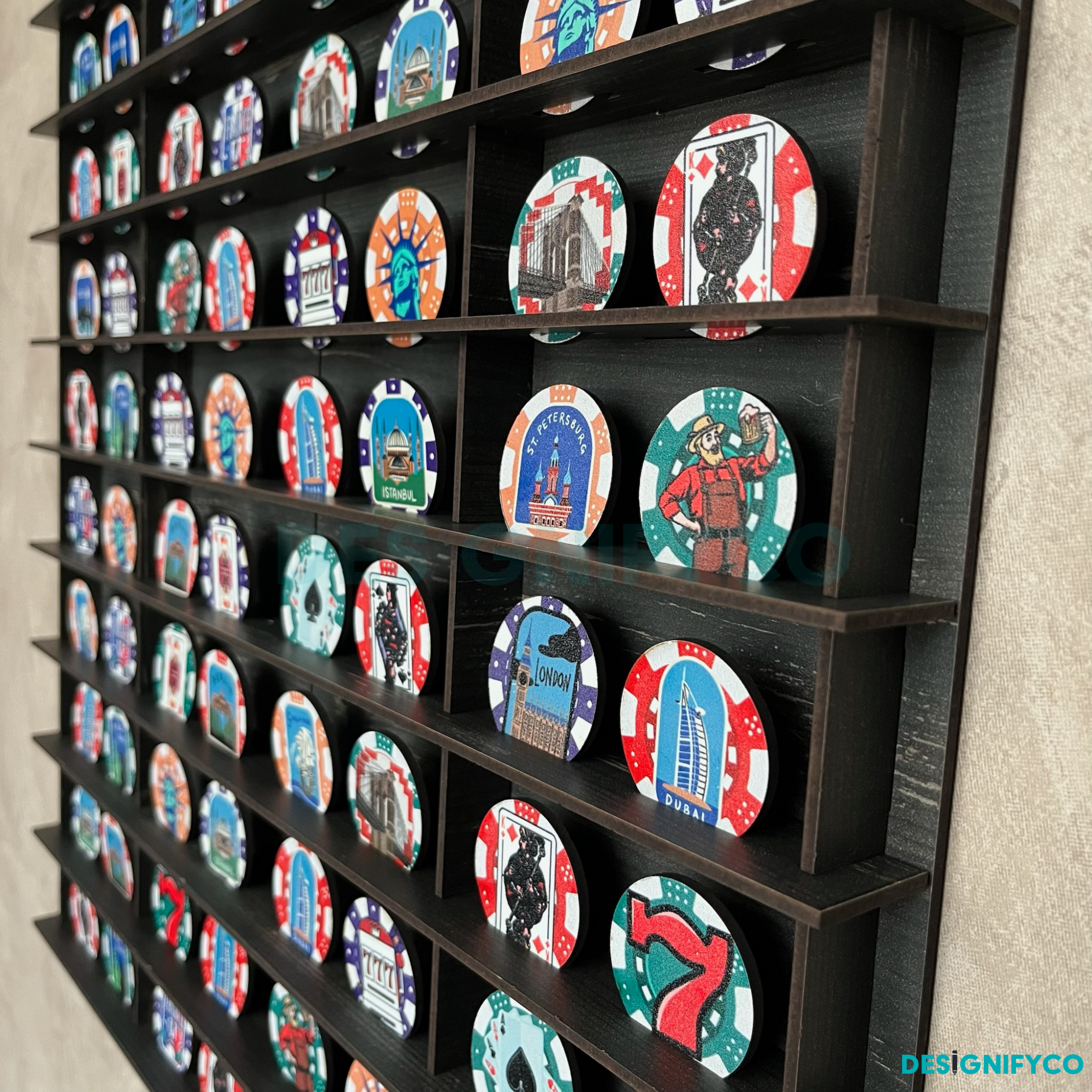 OLD BLACK Casino Chips 80 Display Case