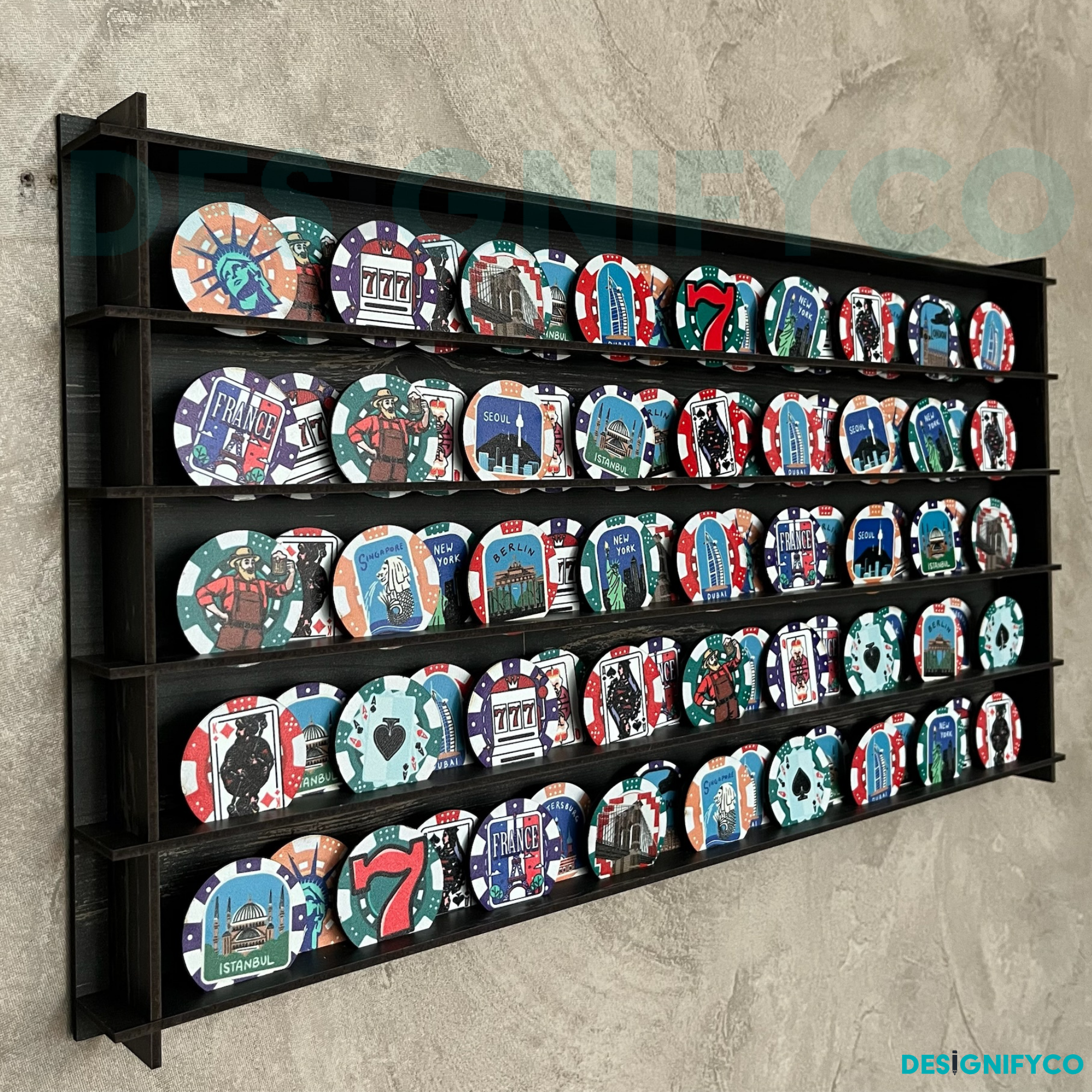 OLD BLACK Casino Chips 85 Display Case