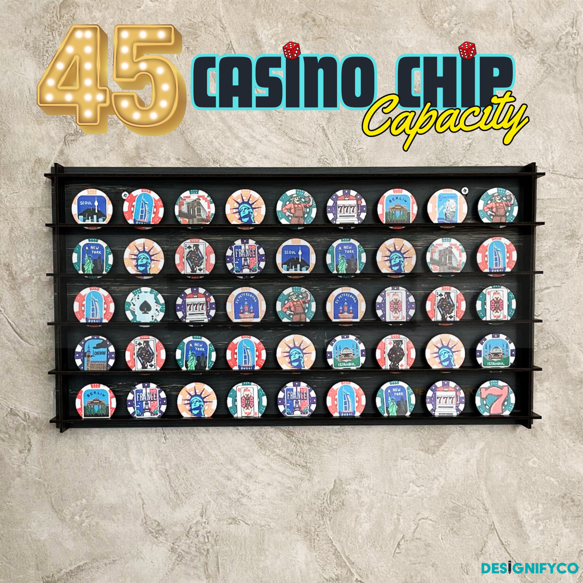 OLD BLACK Casino Chip 45 Display Case