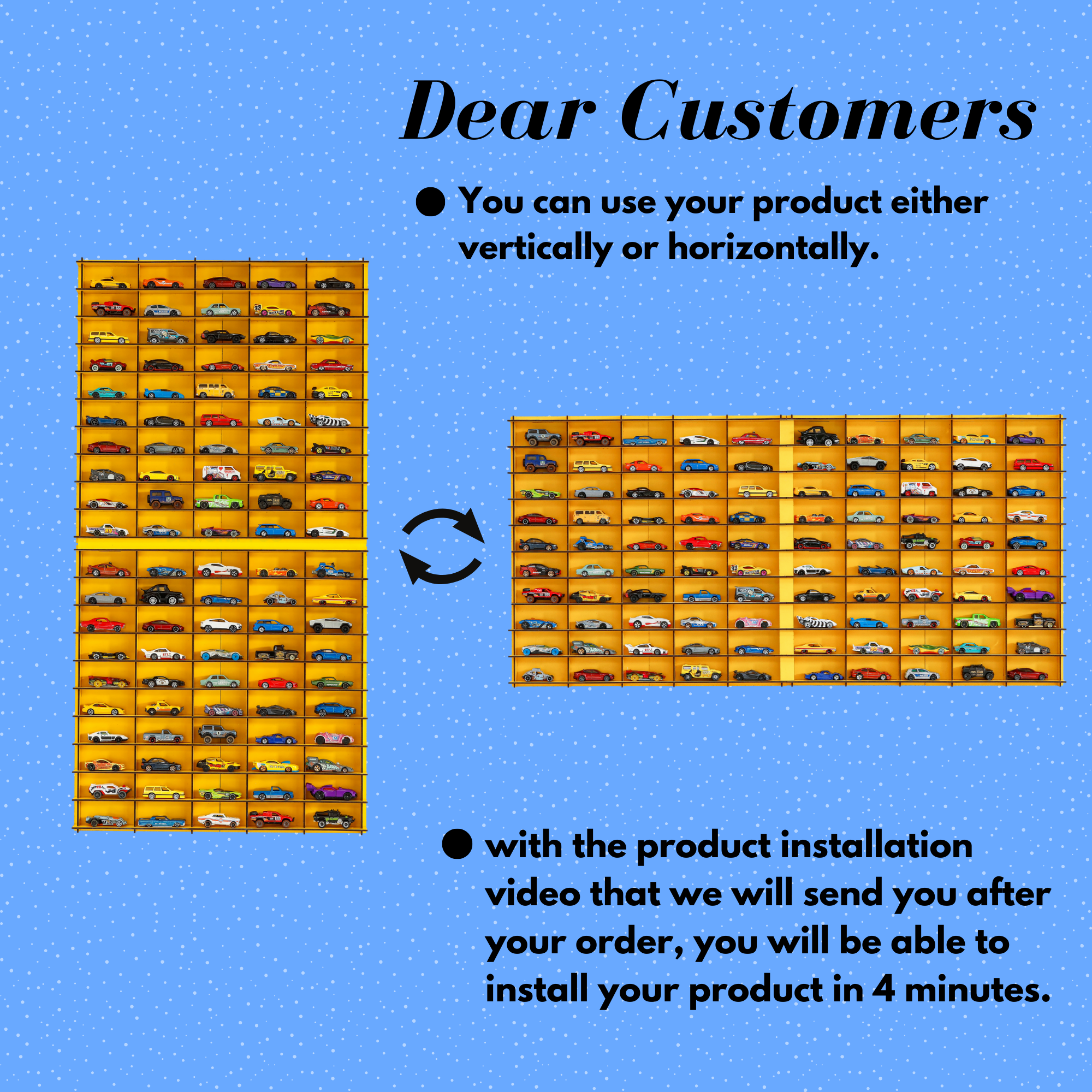 YELLOW Toy Car Display Case