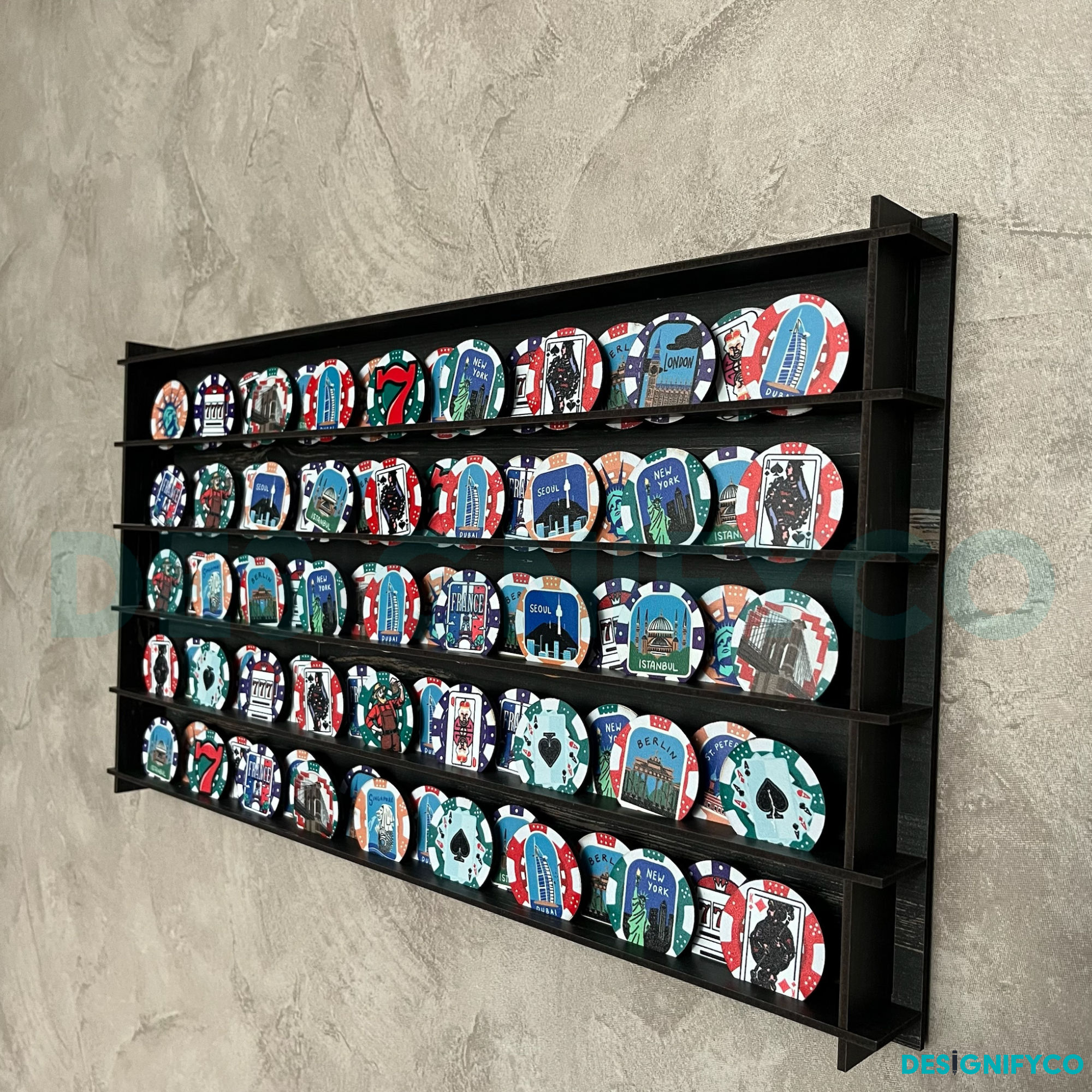 OLD BLACK Casino Chips 85 Display Case
