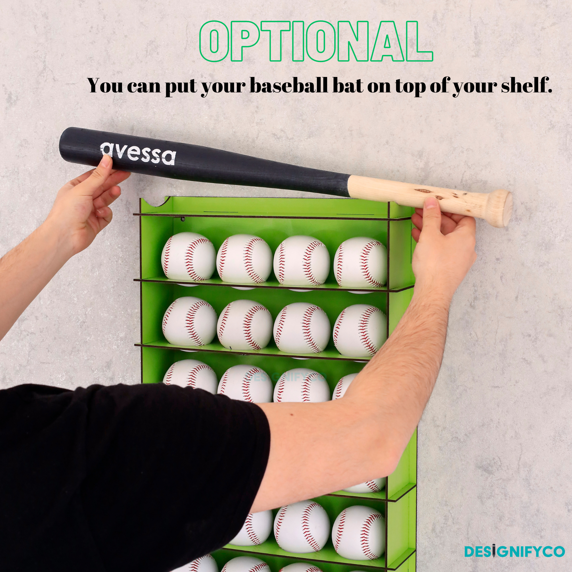 GREEN Baseball Display Case