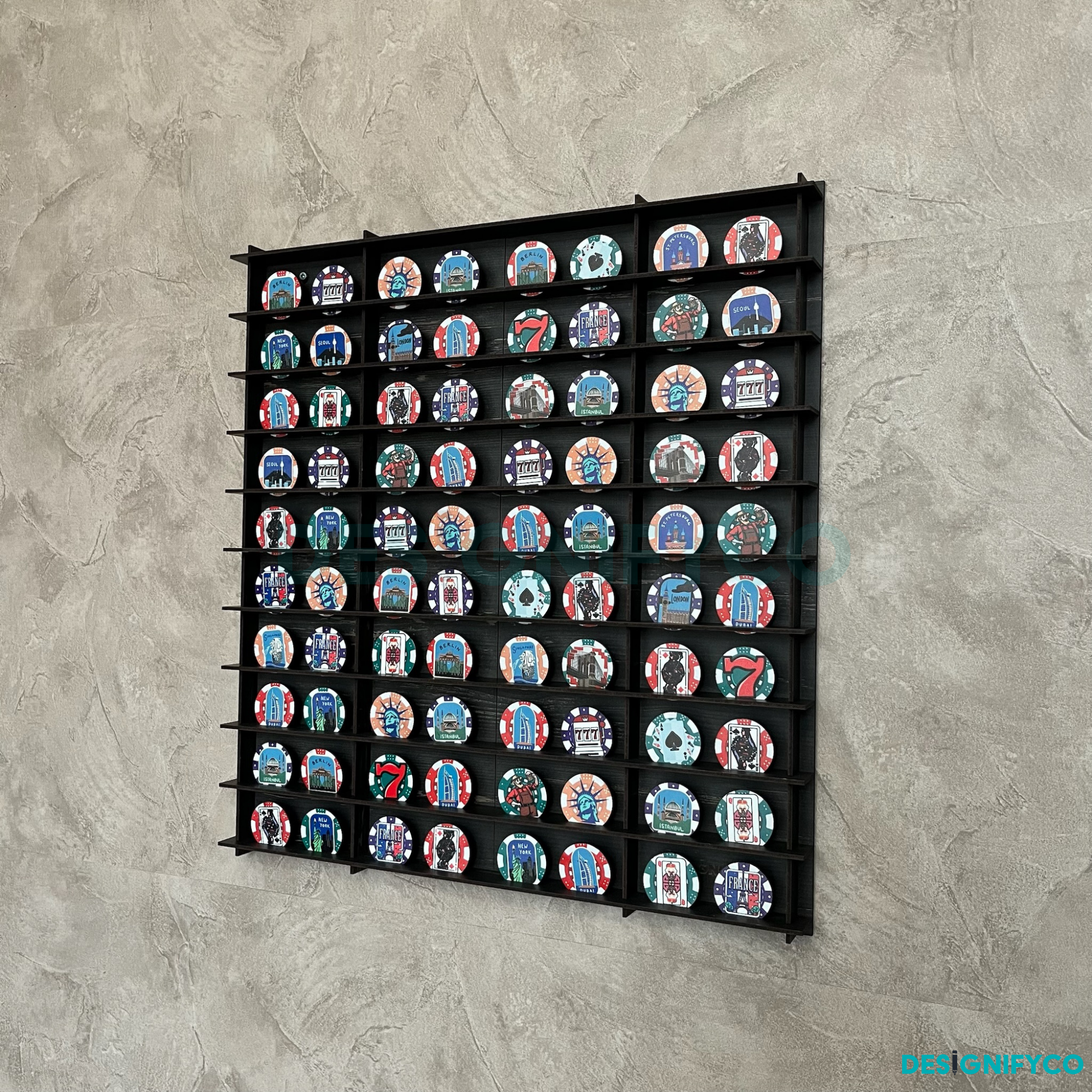 OLD BLACK Casino Chips 80 Display Case